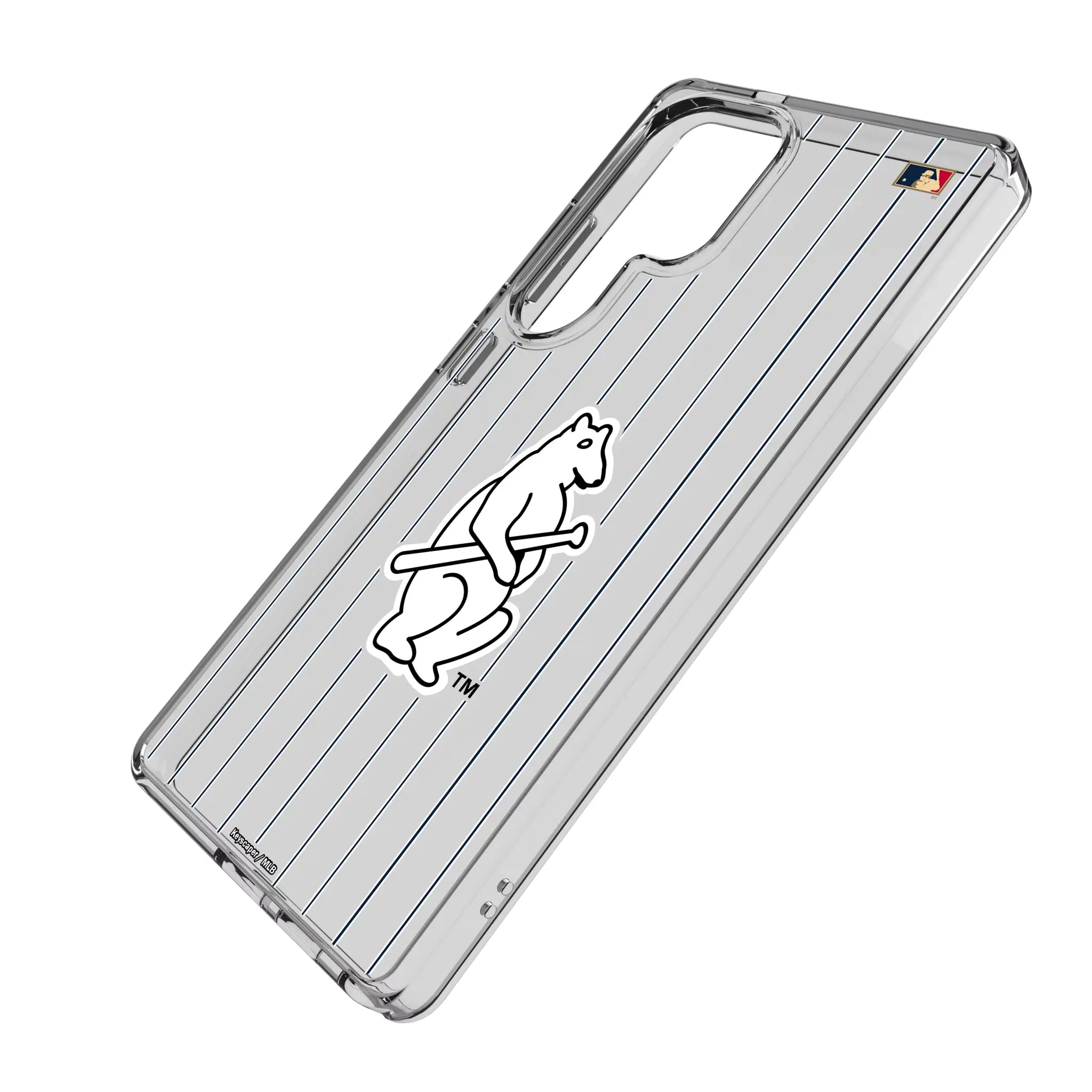 Chicago Cubs 1914 - Cooperstown Collection Pinstripe Galaxy Clear Phone Case for Samsung Galaxy - Isometric View#Device_Galaxy S25 Ultra