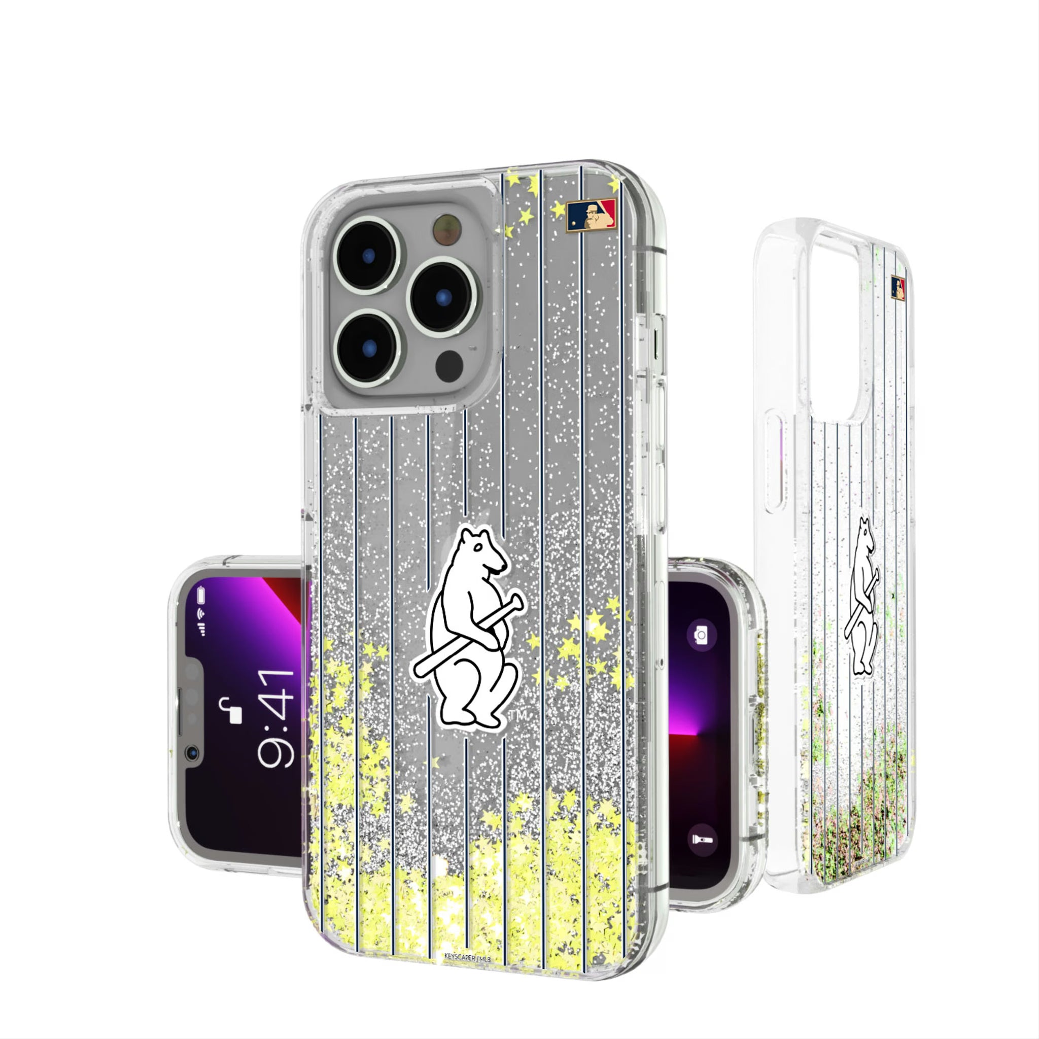 Chicago Cubs 1914 - Cooperstown Collection Pinstripe iPhone Glitter Phone Case for Apple iPhone