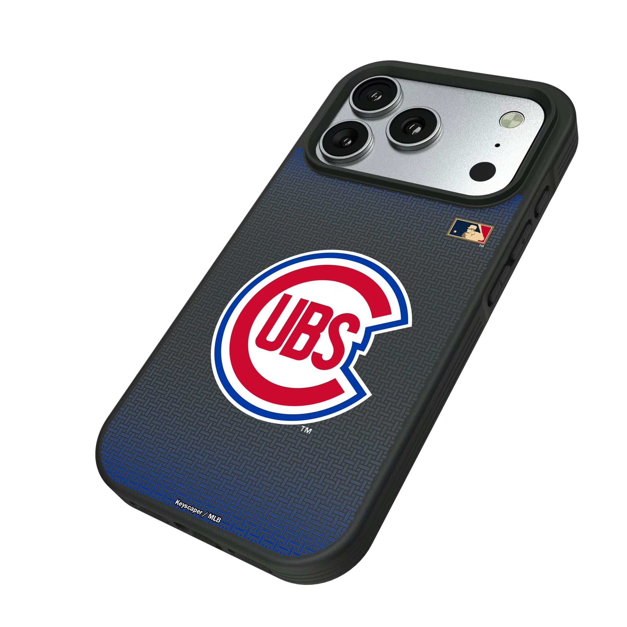 Chicago Cubs 1948-1956 - Cooperstown Collection Linen iPhone Bump Phone Case for Apple iPhone - Isometric View#Device_iPhone 17 Pro