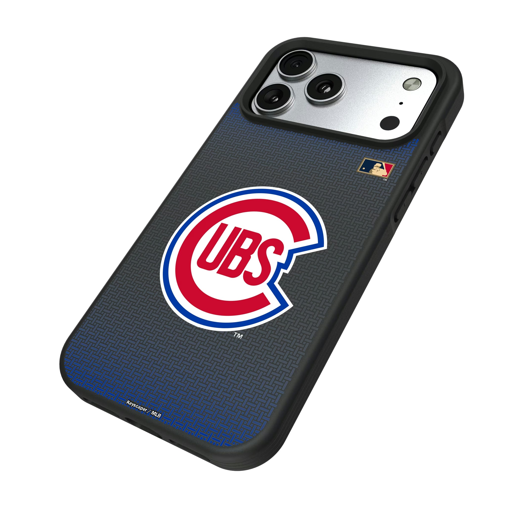 Chicago Cubs 1948-1956 - Cooperstown Collection Linen iPhone Bump Phone Case for Apple iPhone - Isometric View#Device_iPhone 17 Pro Max
