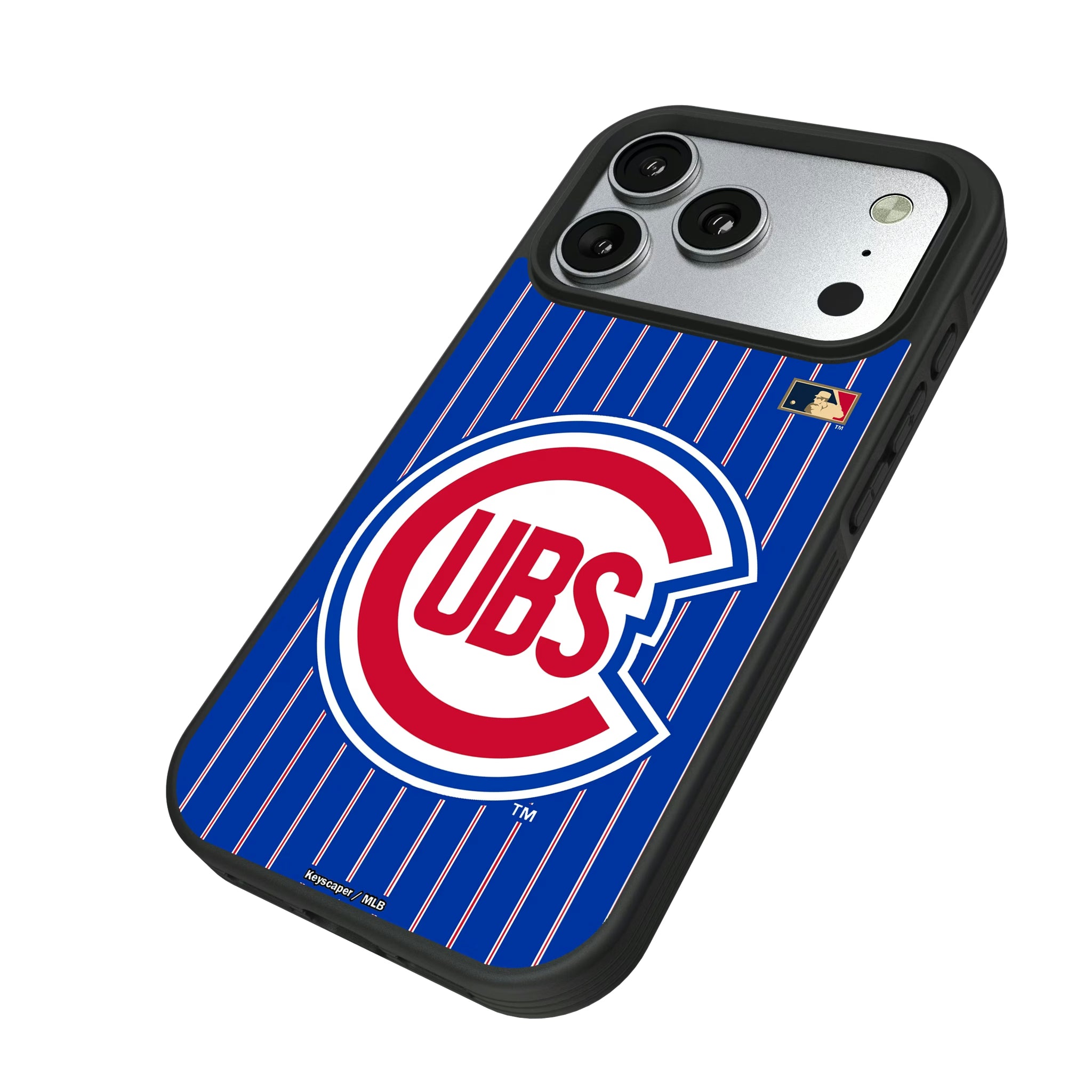 Chicago Cubs 1948-1956 - Cooperstown Collection Pinstripe iPhone Bump Phone Case for Apple iPhone - Isometric View#Device_iPhone 17 Pro