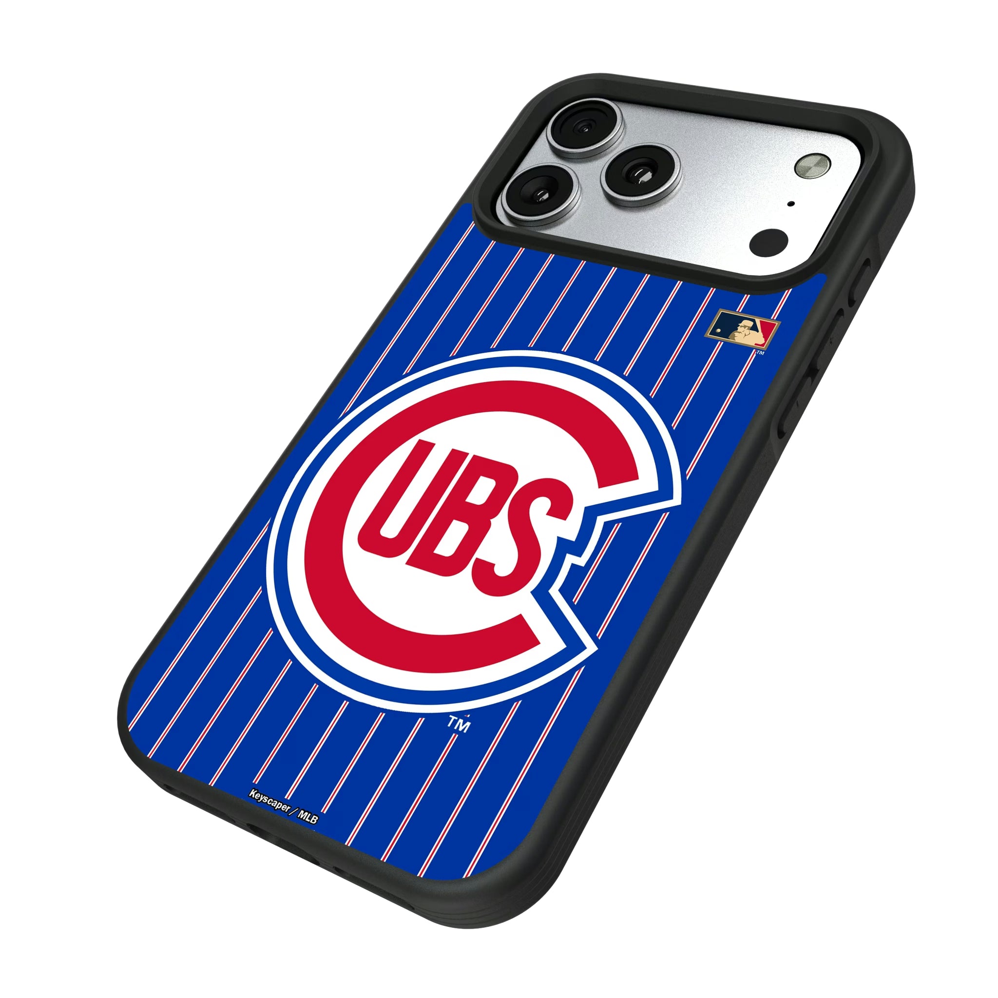 Chicago Cubs 1948-1956 - Cooperstown Collection Pinstripe iPhone Bump Phone Case for Apple iPhone - Isometric View#Device_iPhone 17 Pro Max
