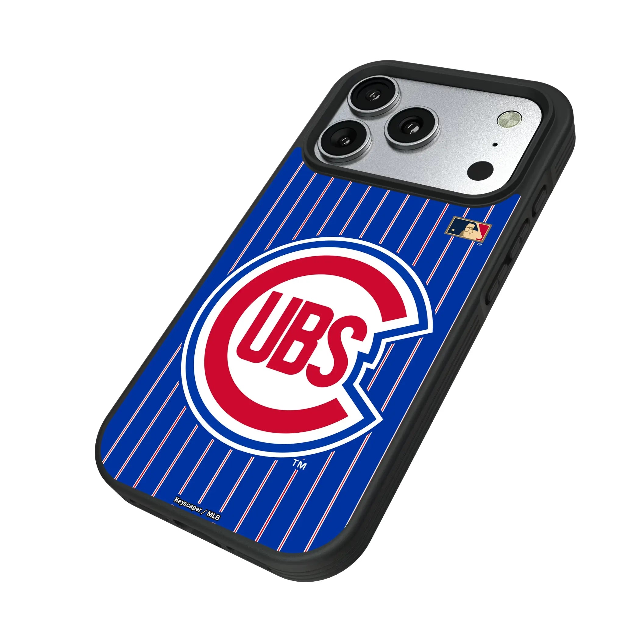 Chicago Cubs 1948-1956 - Cooperstown Collection Pinstripe iPhone Bump Phone Case for Apple iPhone - Isometric View#Device_iPhone 17 Pro