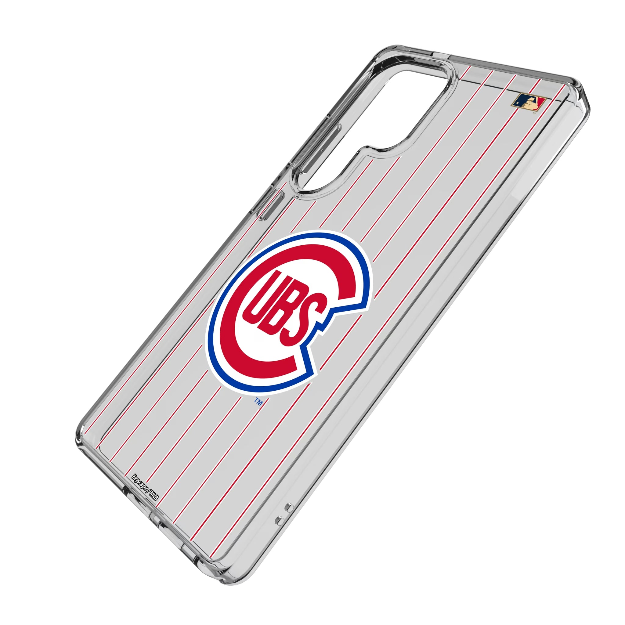 Chicago Cubs 1948-1956 - Cooperstown Collection Pinstripe Galaxy Clear Phone Case for Samsung Galaxy - Isometric View