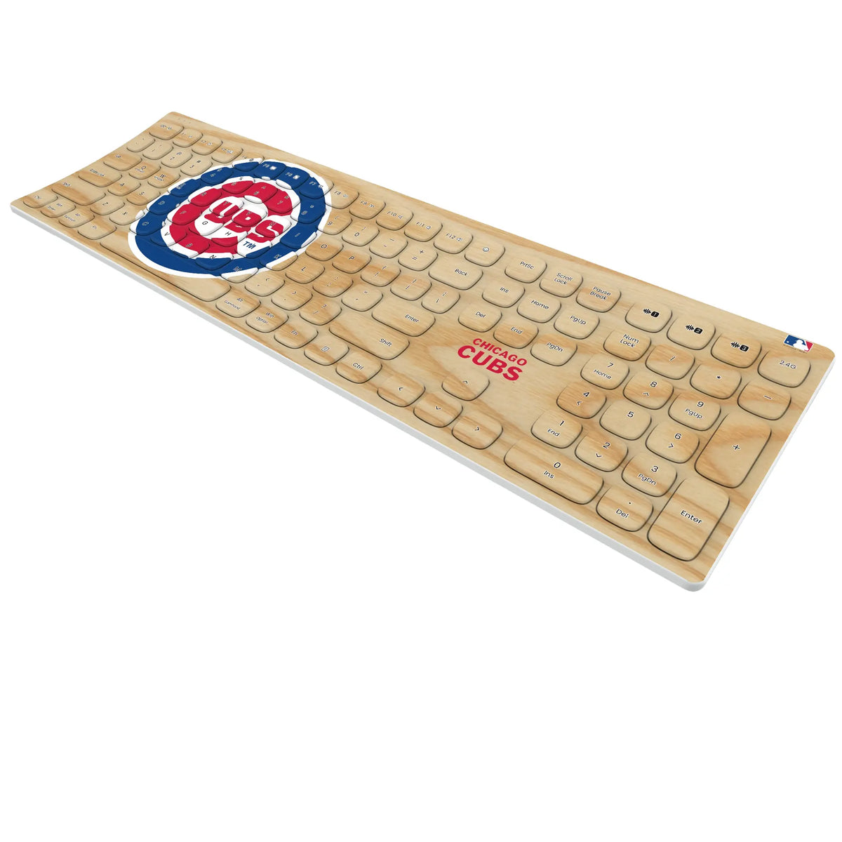 Chicago Cubs Baseball Bat KKB605 Curved Wireless Keyboard - Isometric View