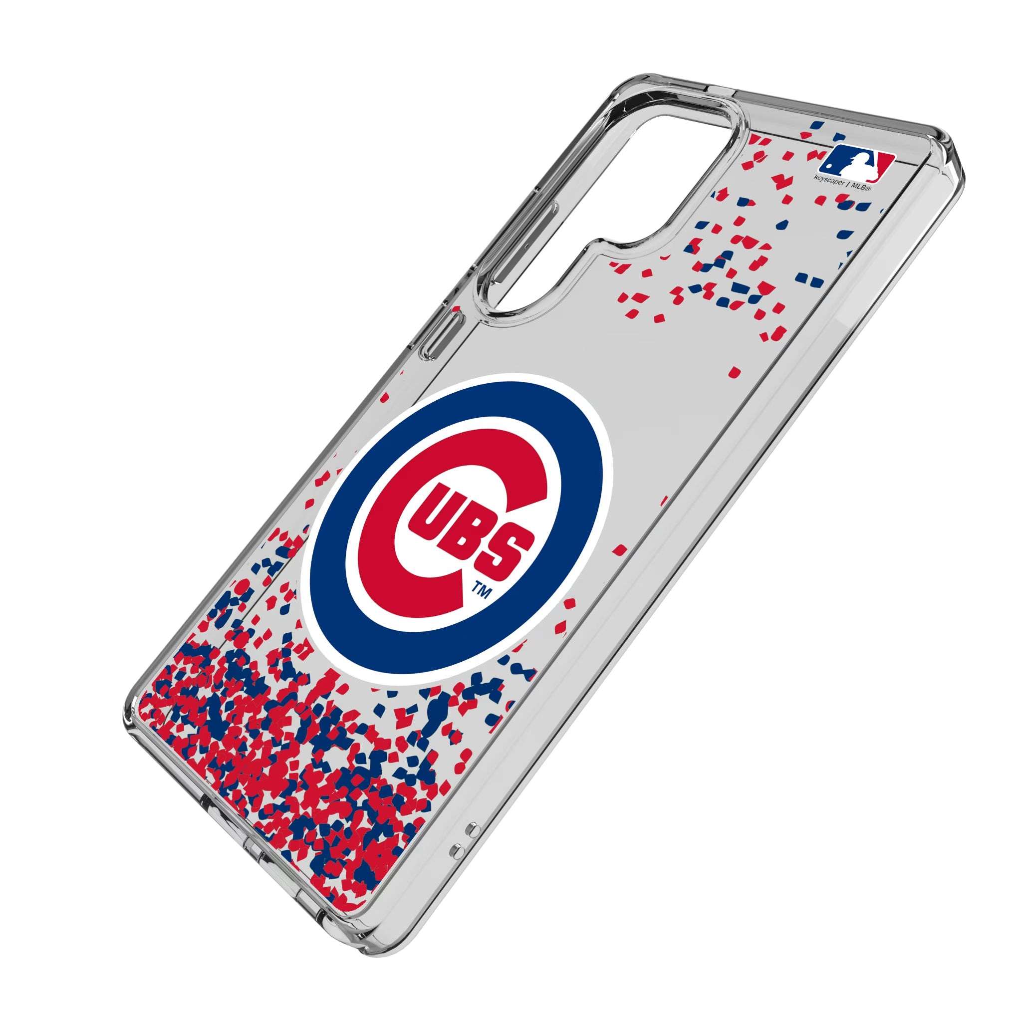 Chicago Cubs Confetti Galaxy Clear Phone Case for Samsung Galaxy - Isometric View