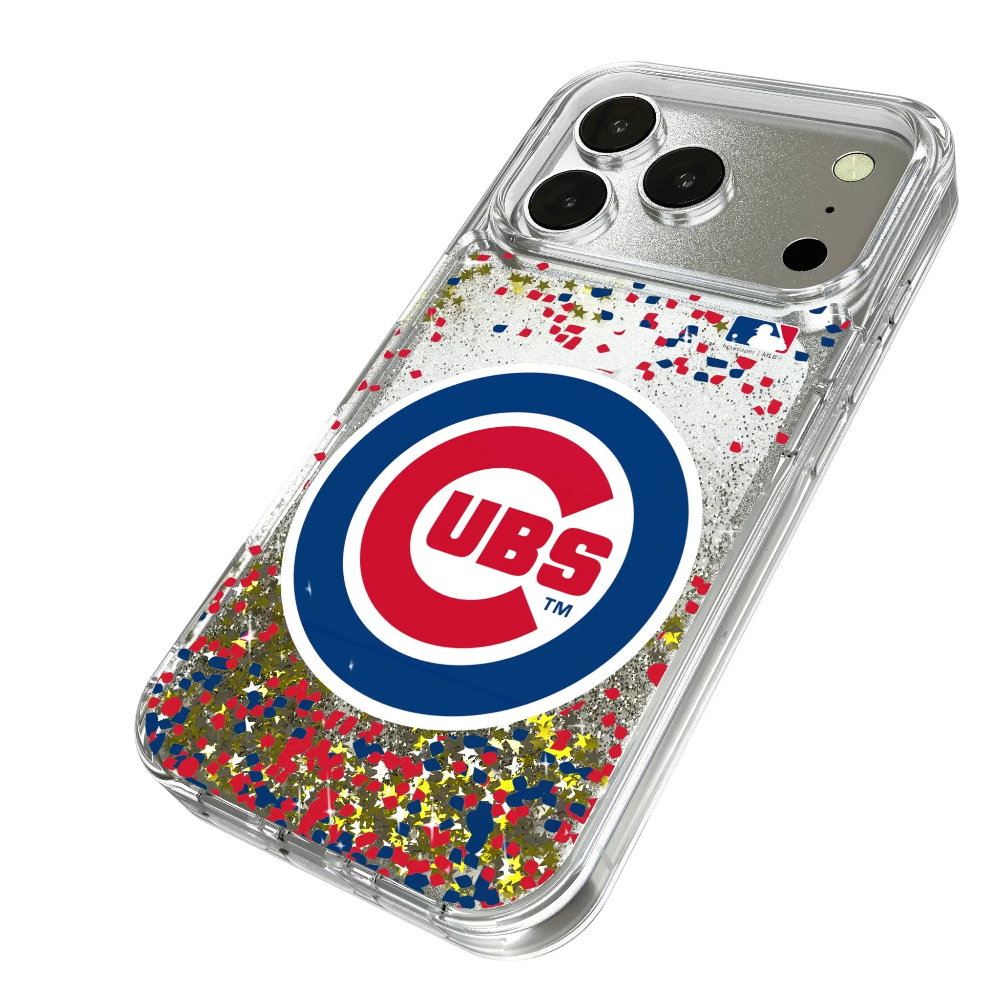 Chicago Cubs Confetti iPhone Glitter Phone Case for Apple iPhone - Isometric View