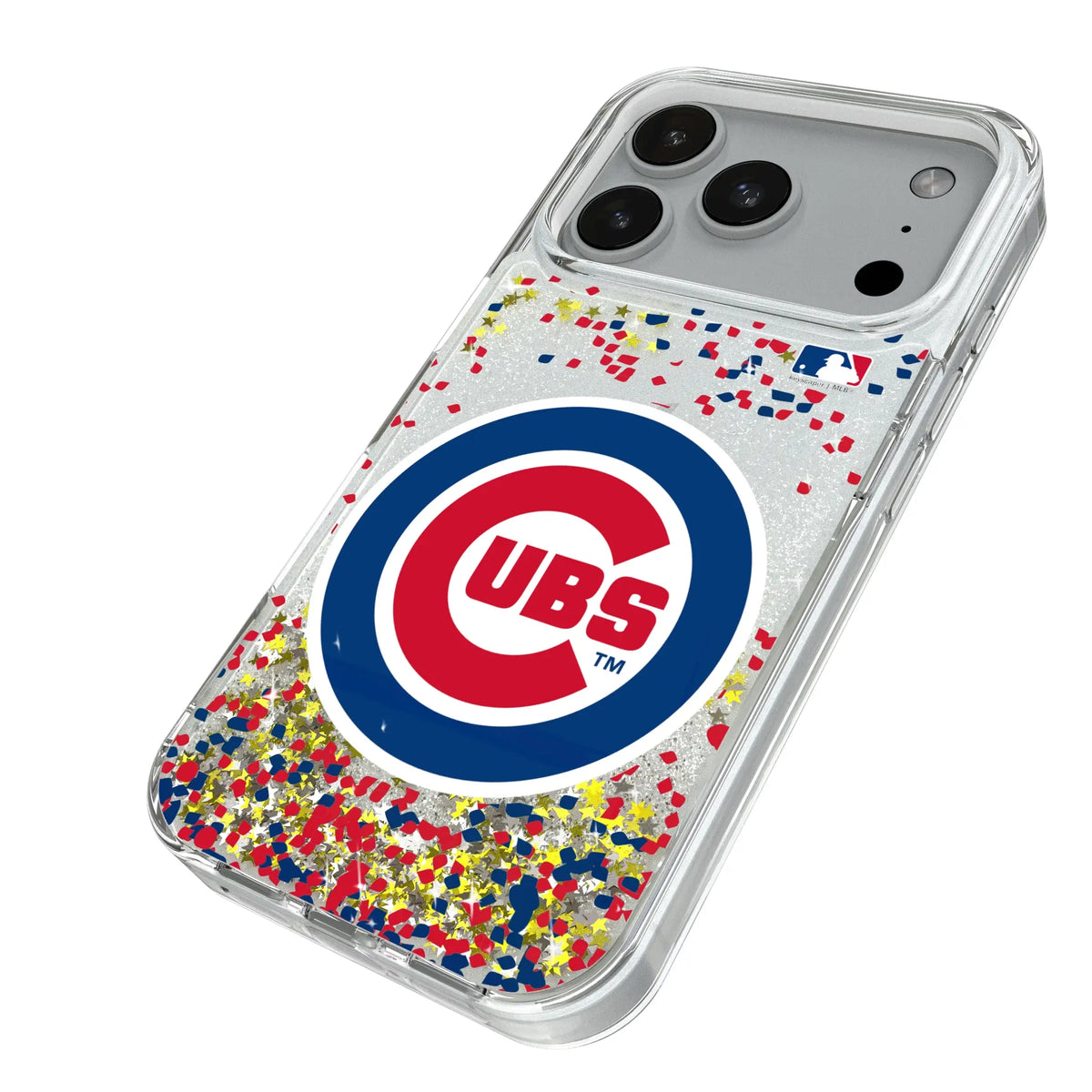 Chicago Cubs Confetti iPhone Glitter Phone Case for Apple iPhone - Isometric View#Device_iPhone 18 Pro
