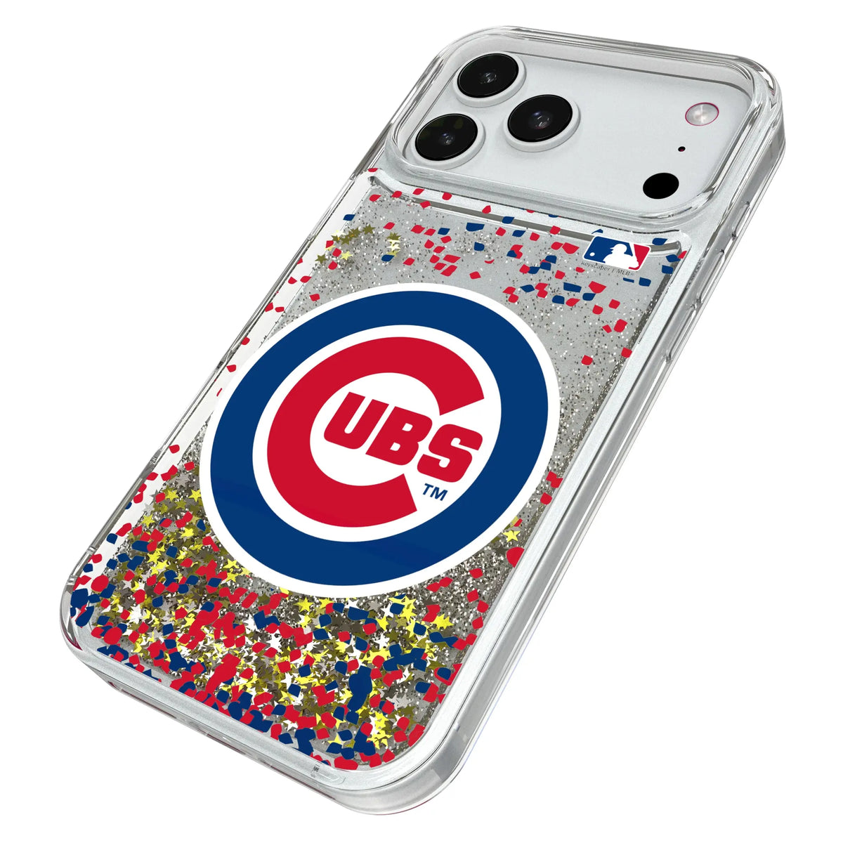 Chicago Cubs Confetti iPhone Glitter Phone Case for Apple iPhone - Isometric View#Device_iPhone 18 Pro Max