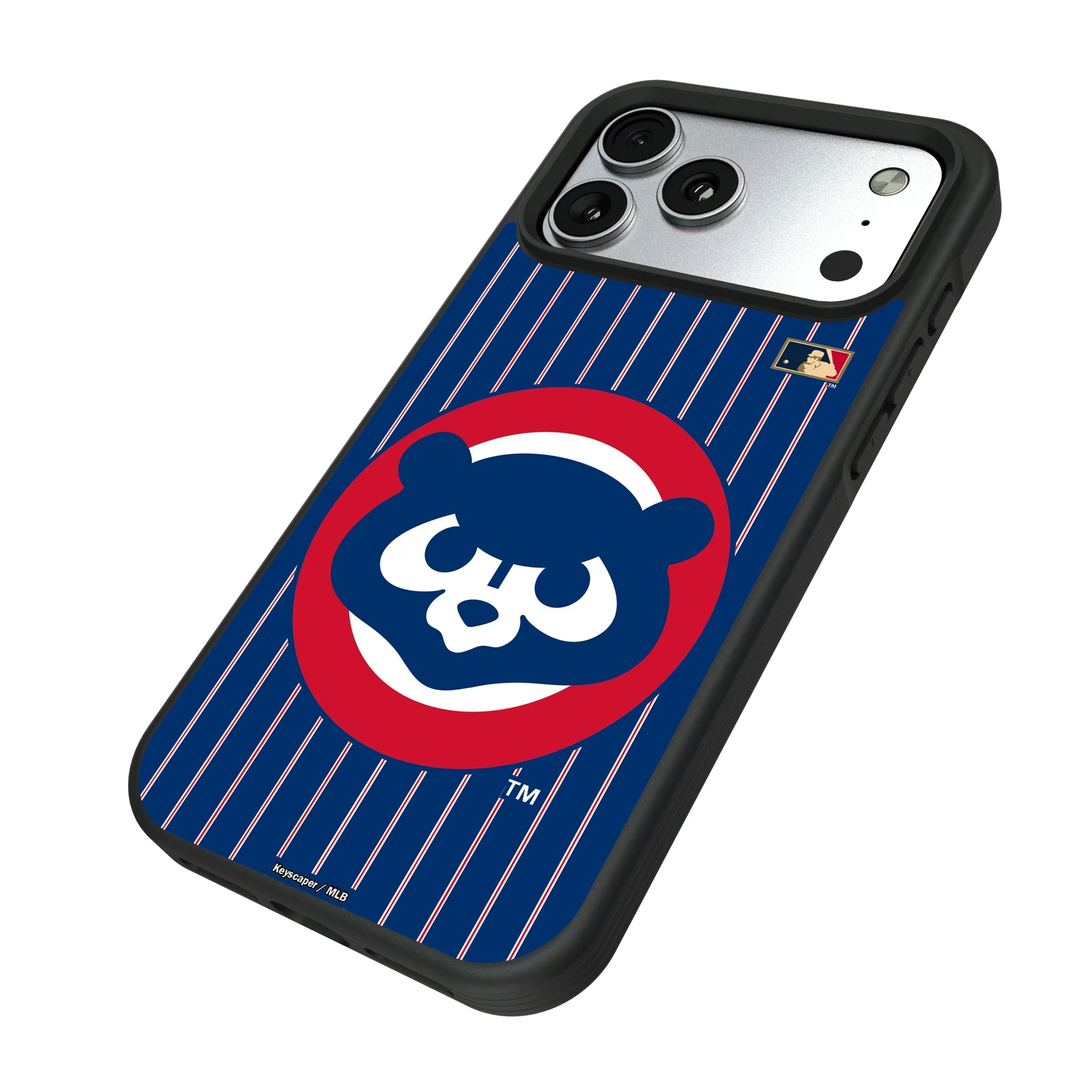 Chicago Cubs Home 1979-1993 - Cooperstown Collection Pinstripe iPhone Bump Phone Case for Apple iPhone - Isometric View#Device_iPhone 17 Pro Max