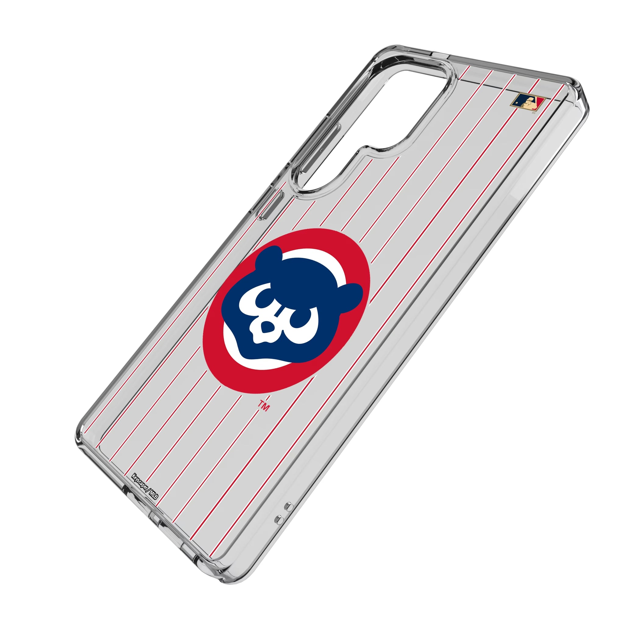 Chicago Cubs Home 1979-1993 - Cooperstown Collection Pinstripe Galaxy Clear Phone Case for Samsung Galaxy - Isometric View