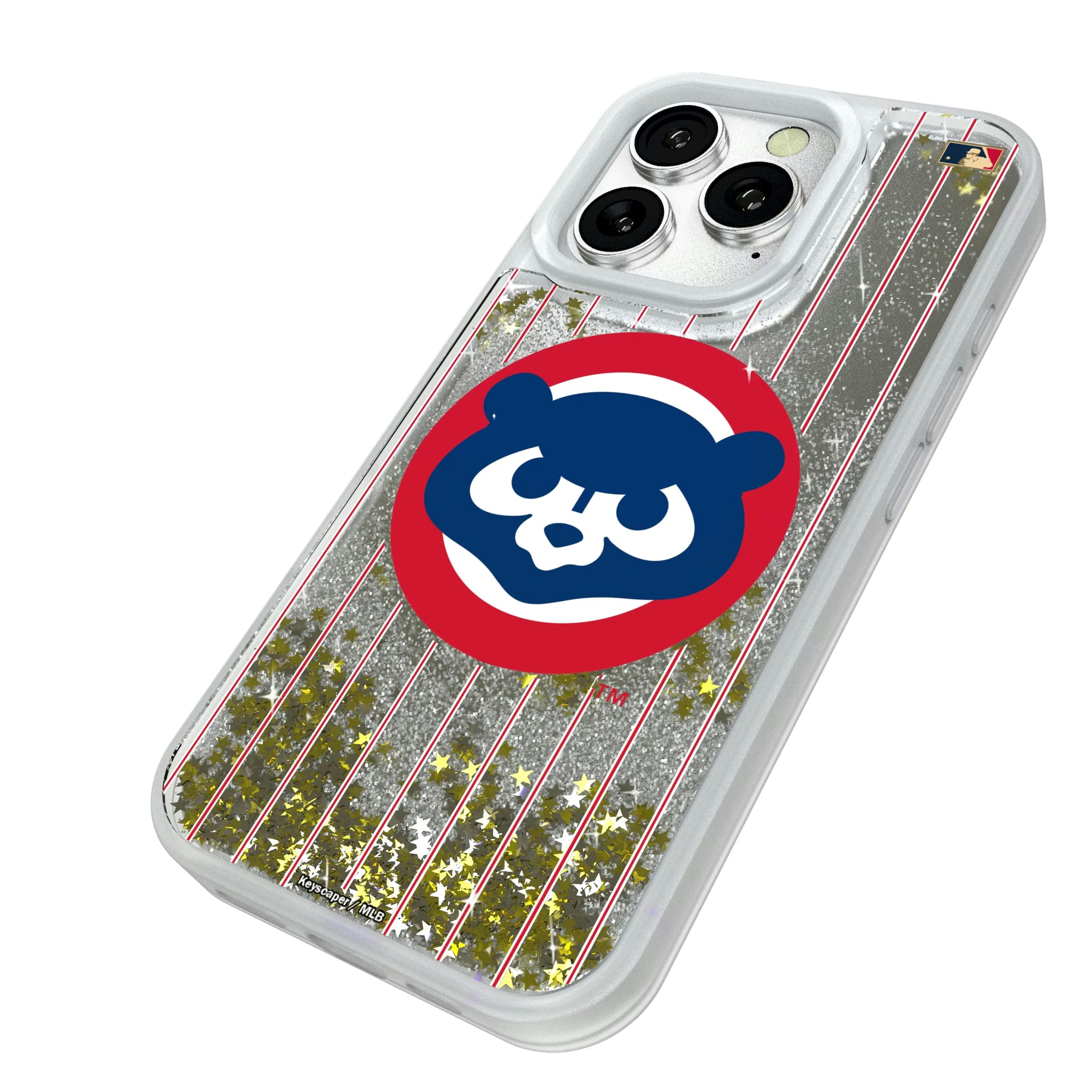 Chicago Cubs Home 1979-1993 - Cooperstown Collection Pinstripe iPhone Glitter Phone Case for Apple iPhone - Isometric View#Device_iPhone 16 Pro