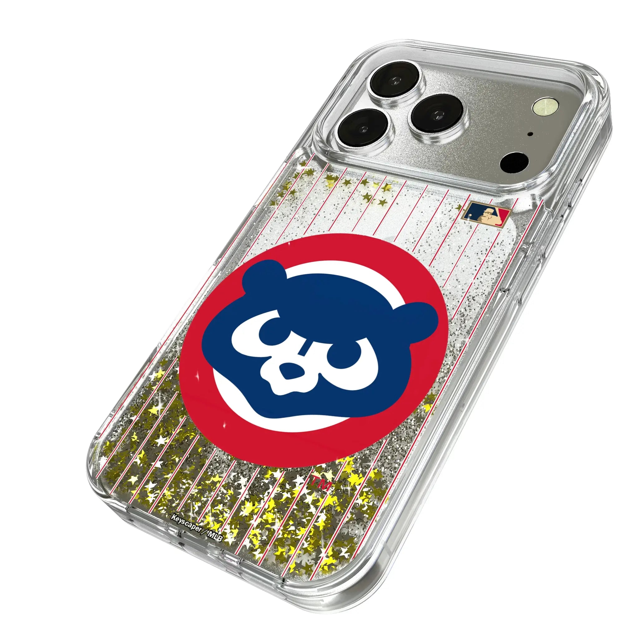 Chicago Cubs Home 1979-1993 - Cooperstown Collection Pinstripe iPhone Glitter Phone Case for Apple iPhone - Isometric View