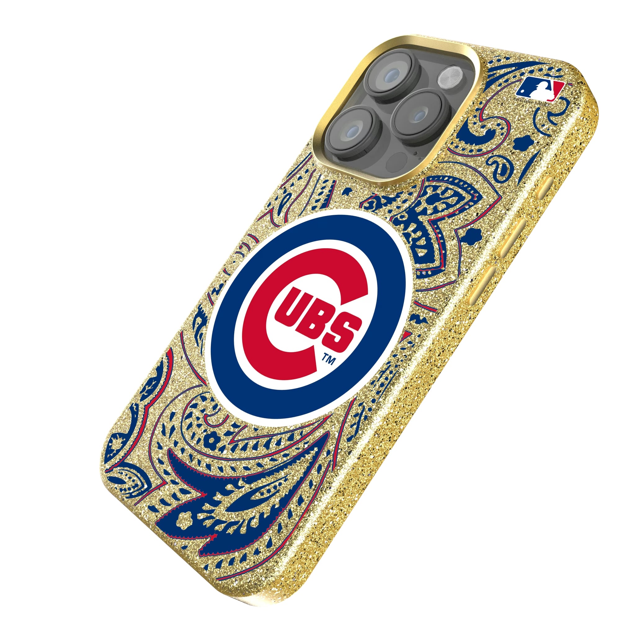 Chicago Cubs Paisley iPhone Bling Phone Case for Apple iPhone - Isometric View