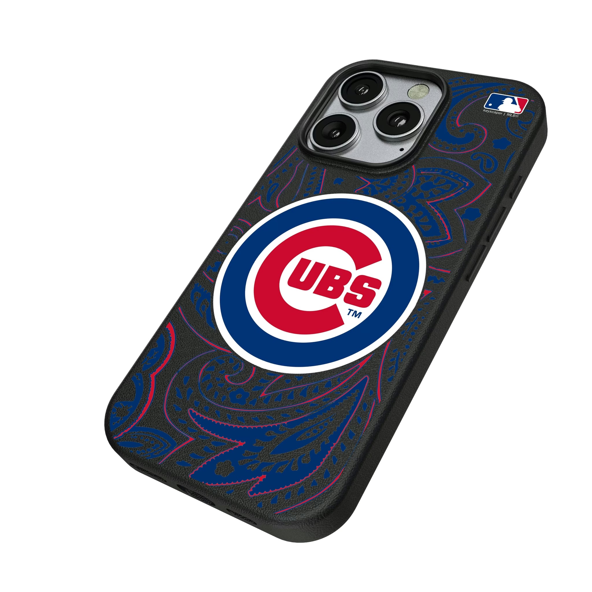 Chicago Cubs Paisley iPhone MagSafe Compatible Phone Case for Apple iPhone - Isometric View