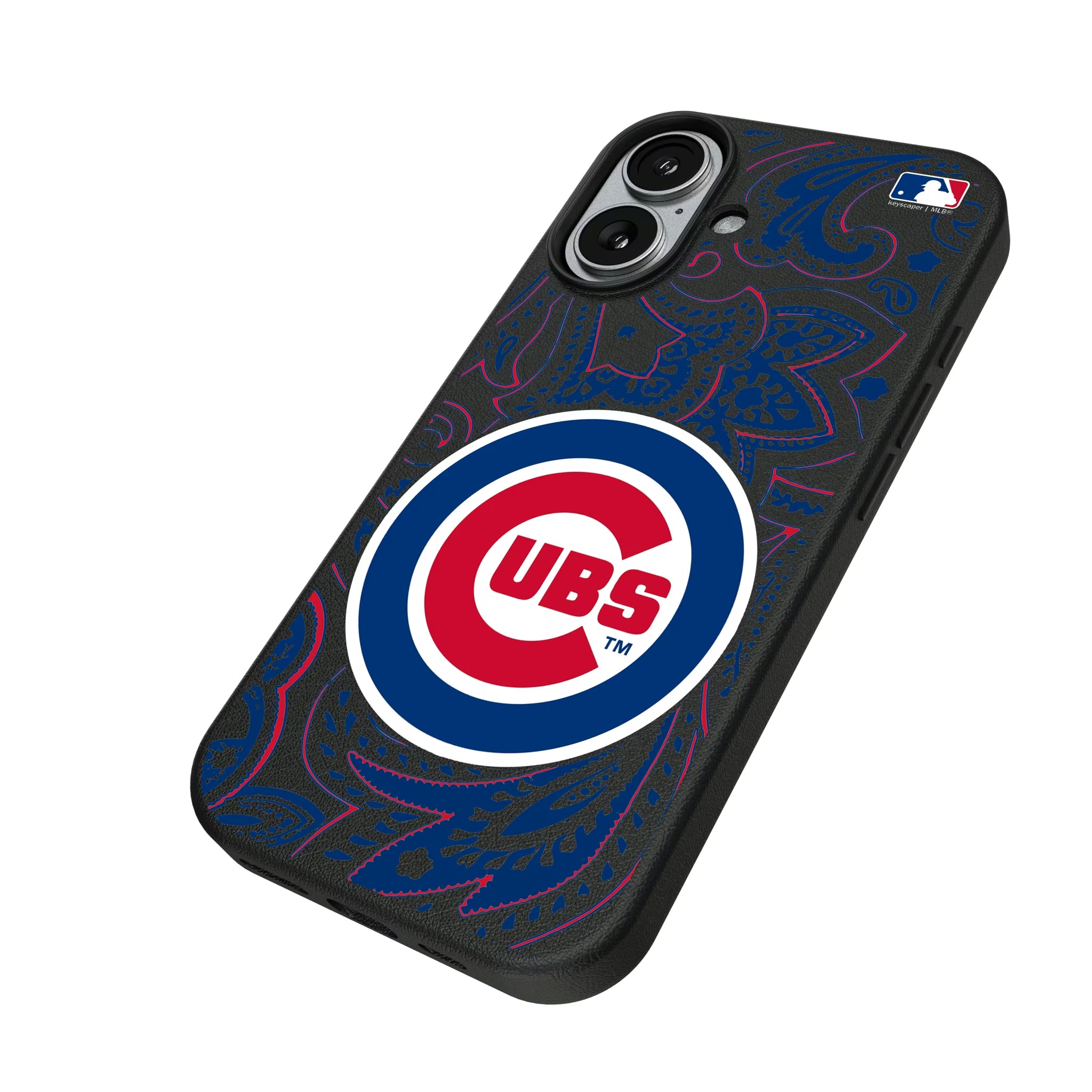 Chicago Cubs Paisley iPhone MagSafe Compatible Phone Case for Apple iPhone - Isometric View#Device_iPhone 17