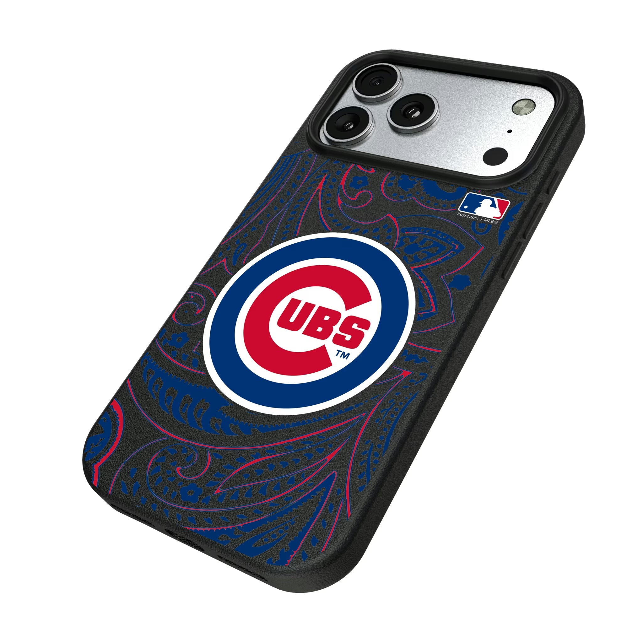 Chicago Cubs Paisley iPhone MagSafe Compatible Phone Case for Apple iPhone - Isometric View#Device_iPhone 17 Pro Max