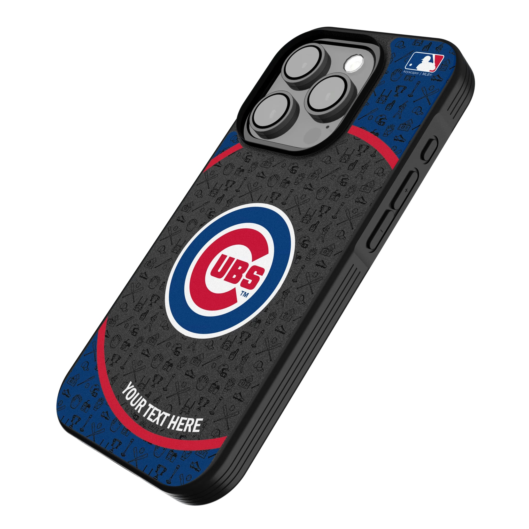 Chicago Cubs Personalized Circle iPhone Bump Phone Case for Apple iPhone - Isometric View
