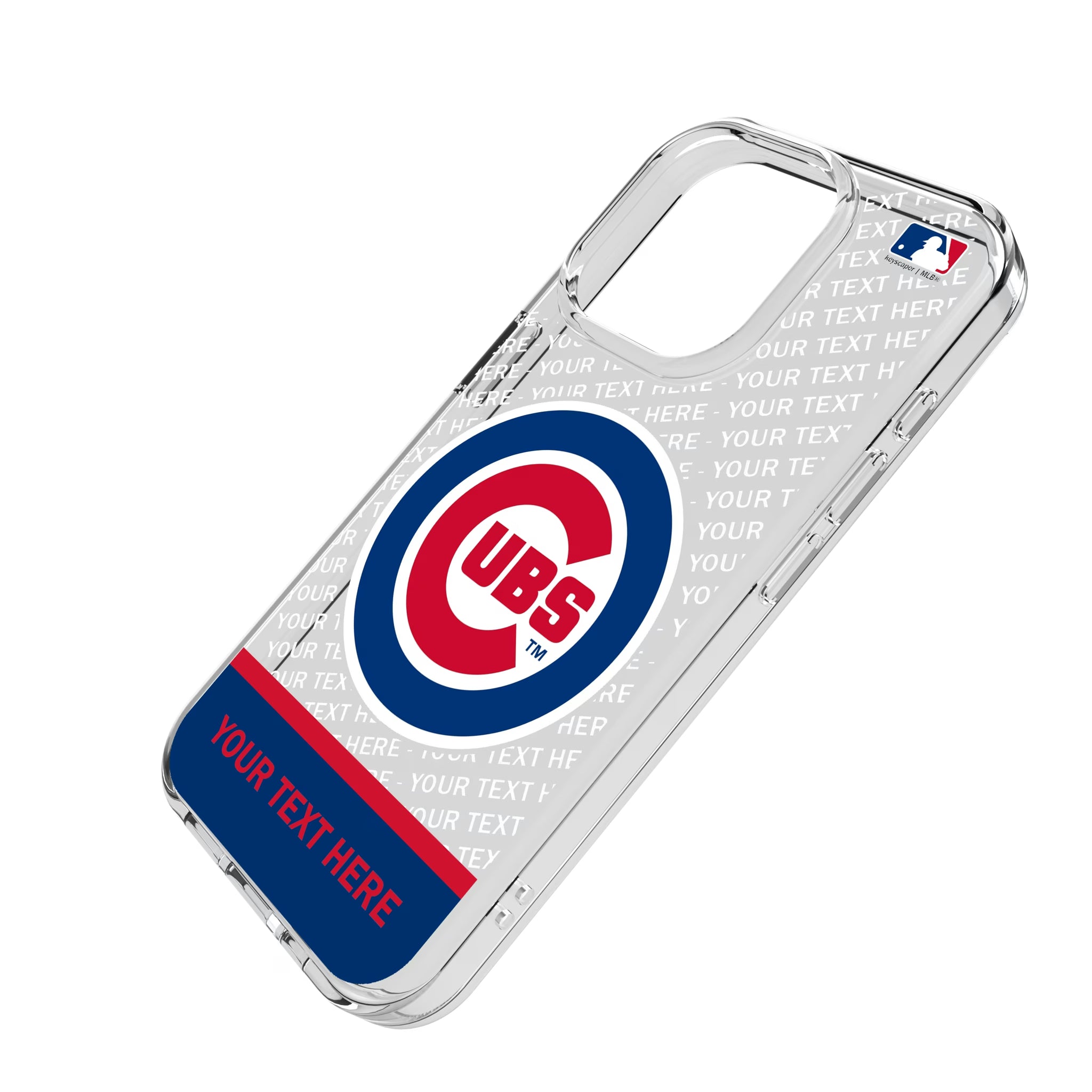 Chicago Cubs Personalized EndZone Plus iPhone Clear Phone Case for Apple iPhone - Isometric View