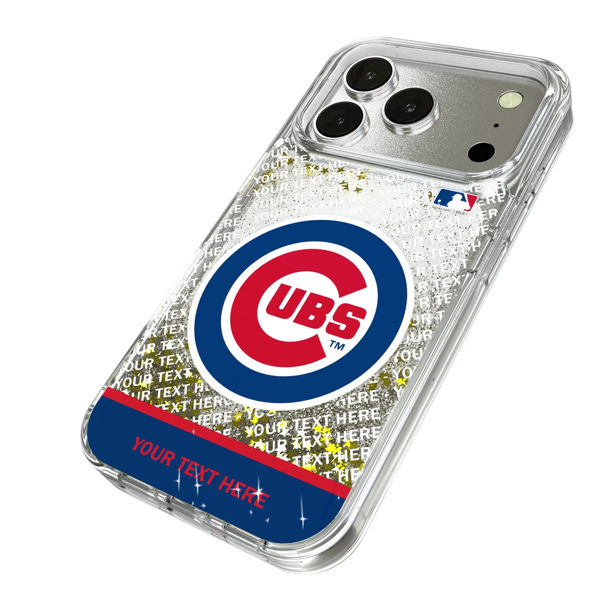 Chicago Cubs Personalized EndZone Plus iPhone Glitter Phone Case for Apple iPhone - Isometric View