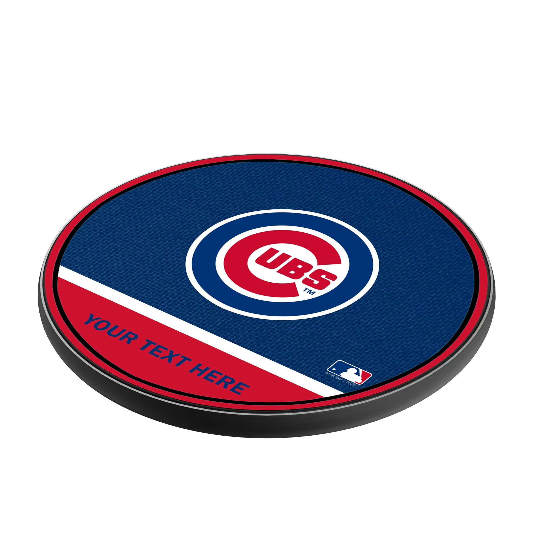 Chicago Cubs Personalized Endzone Solid 15-Watt Wireless Charger - Isometric View