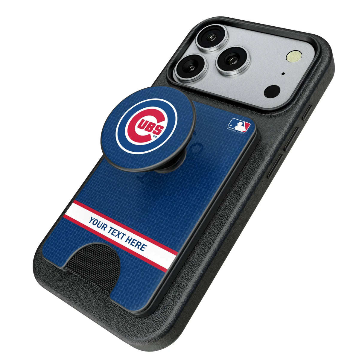 Chicago Cubs Personalized Endzone Solid Popsockets Wallet Magnetic - Isometric View