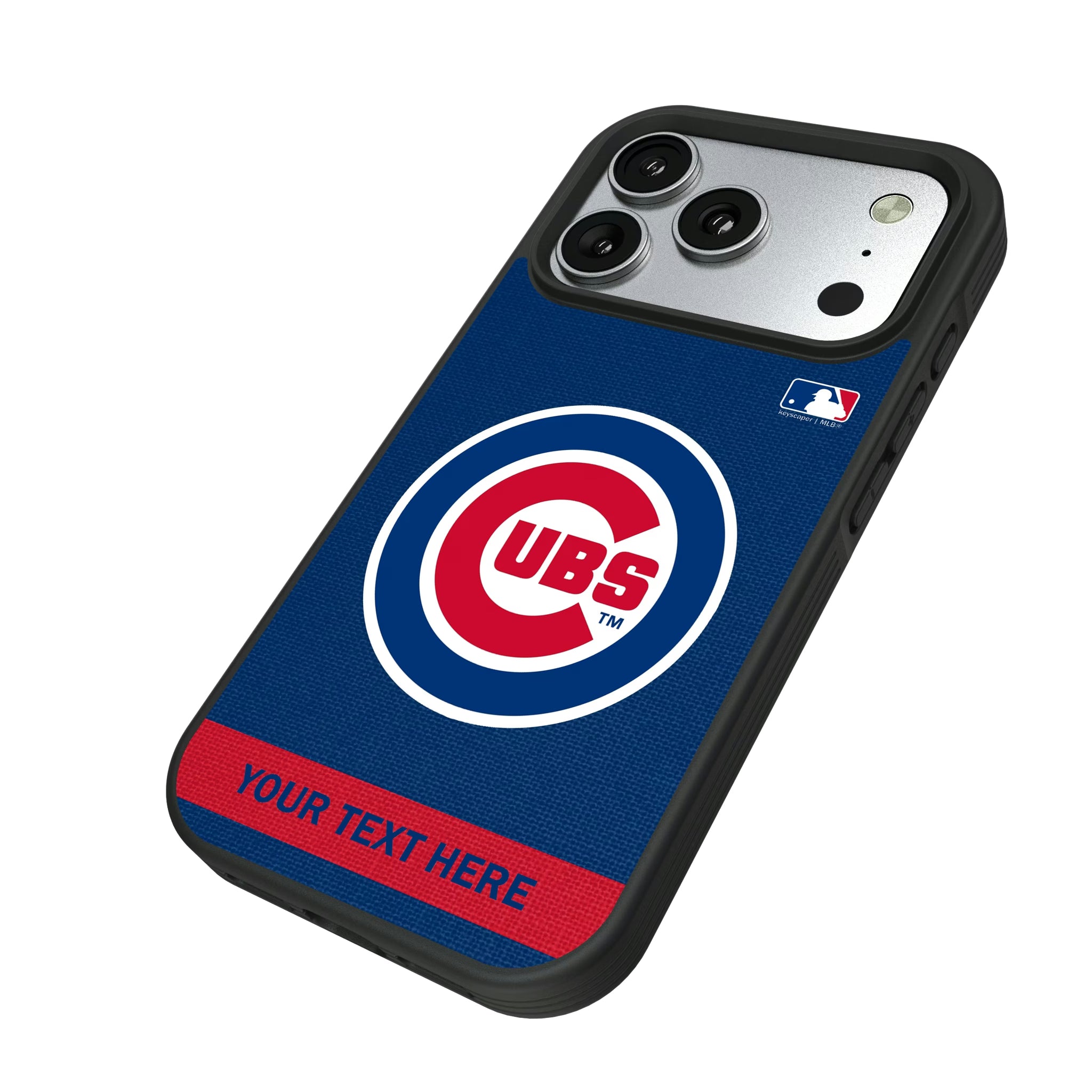 Chicago Cubs Personalized Stripe iPhone Bump Phone Case for Apple iPhone - Isometric View#Device_iPhone 17 Pro