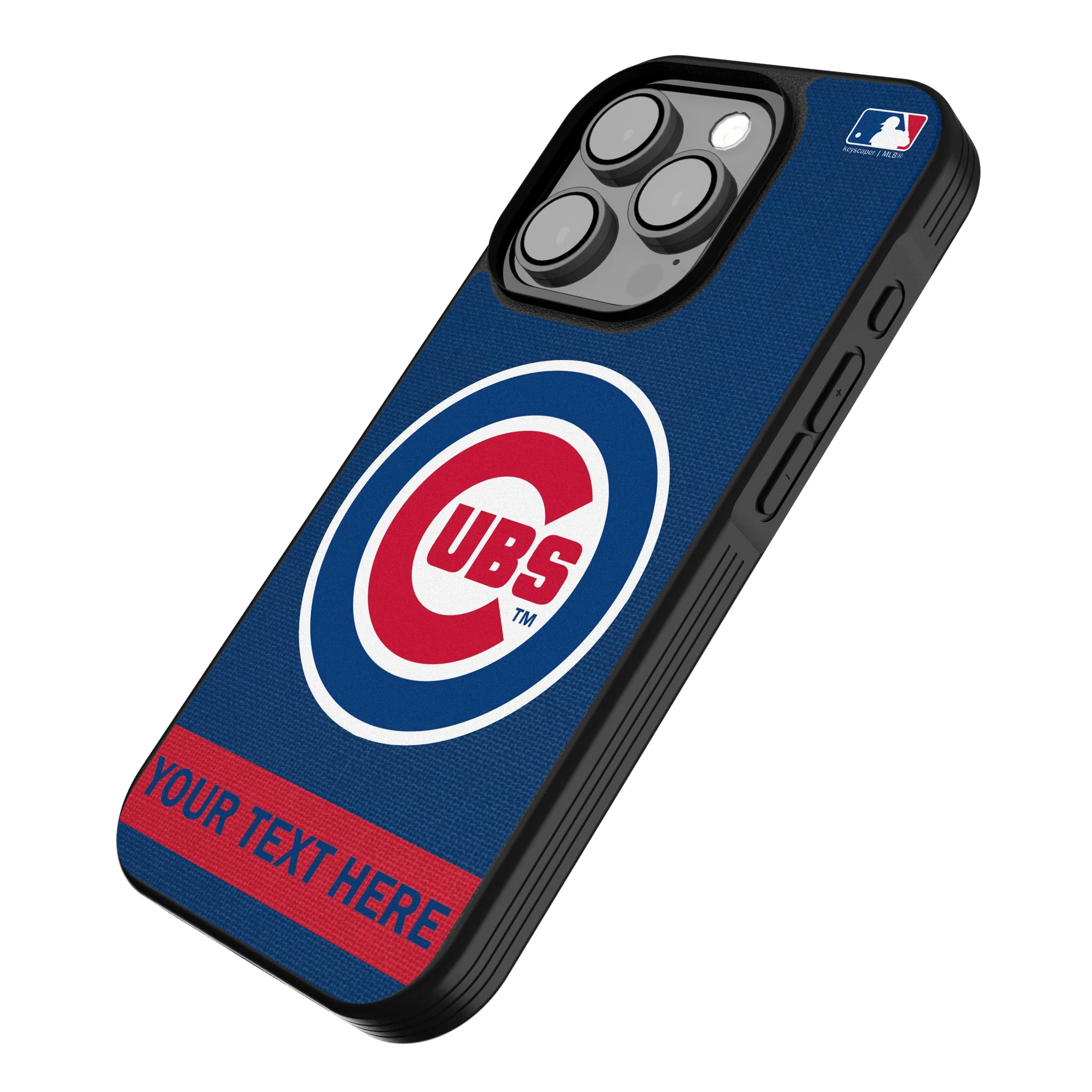 Chicago Cubs Personalized Stripe iPhone Bump Phone Case for Apple iPhone - Isometric View