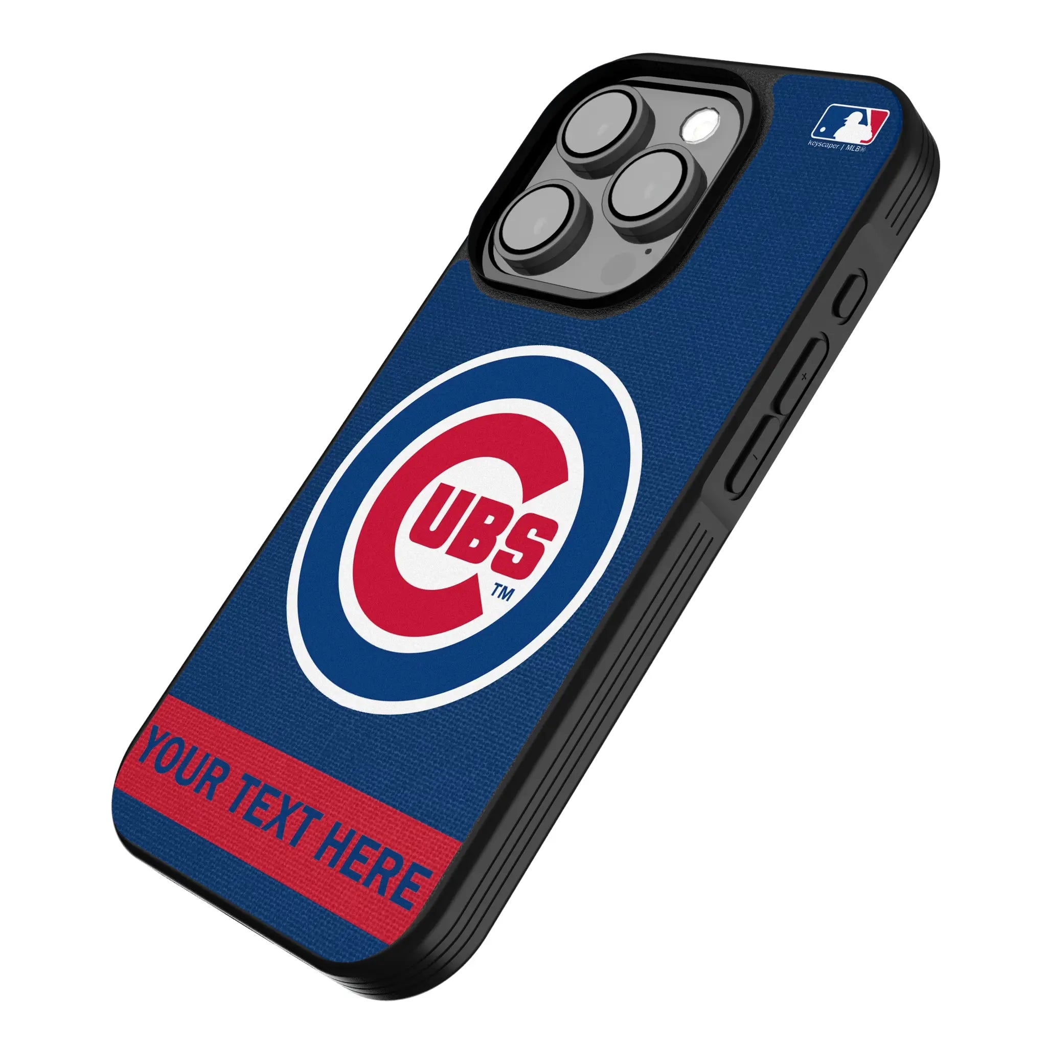 Chicago Cubs Personalized Stripe iPhone Bump Phone Case for Apple iPhone - Isometric View