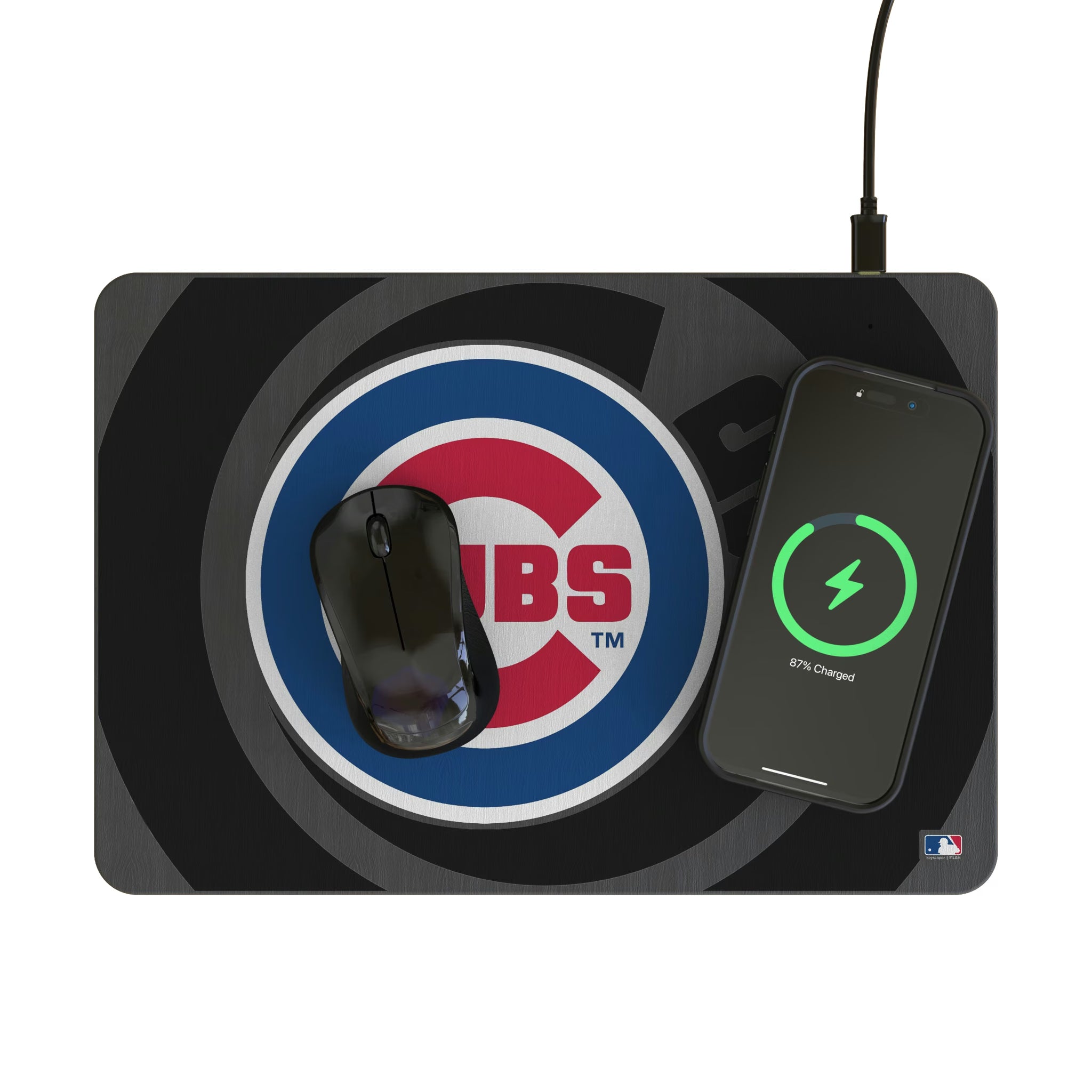 Chicago Cubs Personalized Tilt 15-Watt Wireless Charger and Mouse Pad - Lifestyle