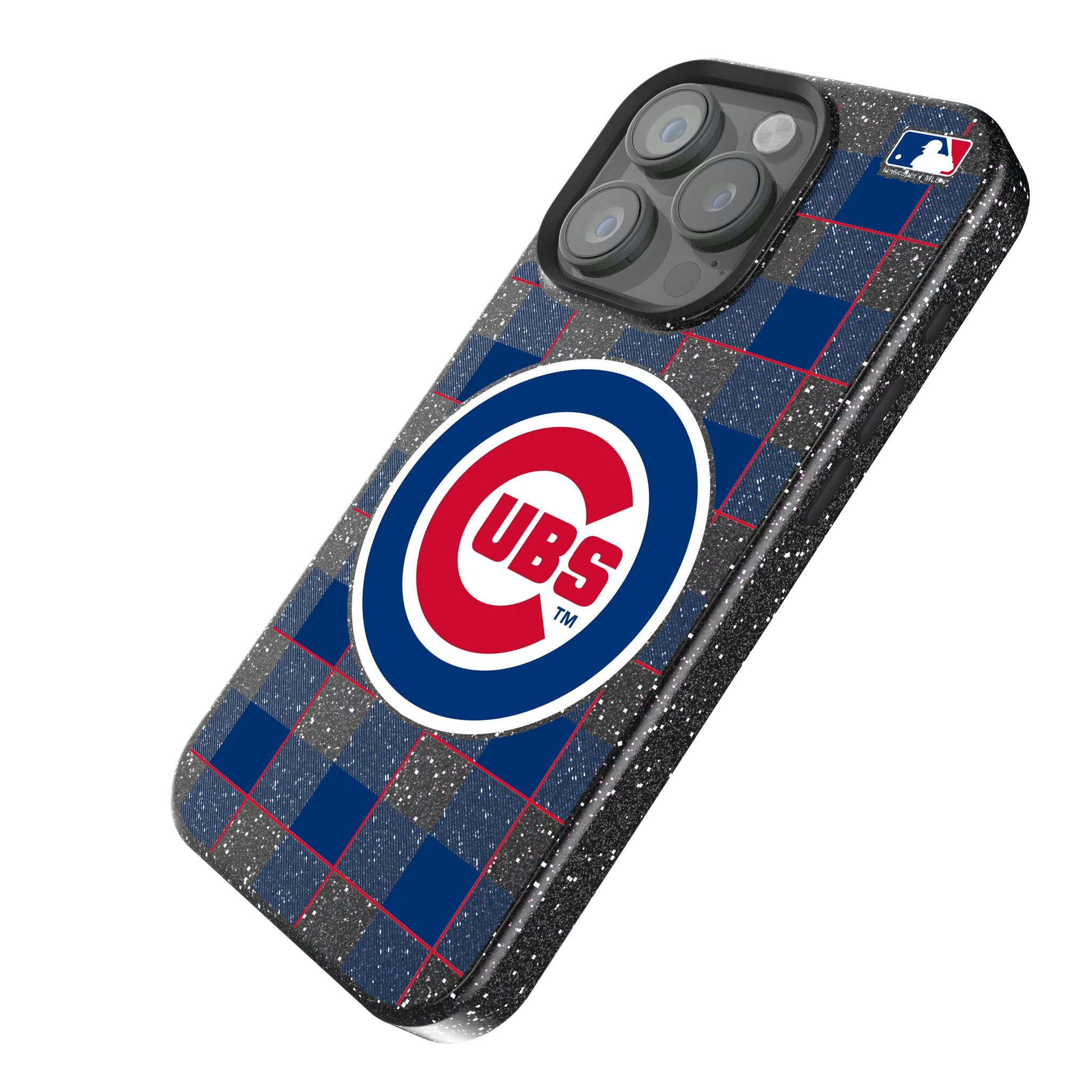 Chicago Cubs Plaid iPhone Bling Phone Case for Apple iPhone - Isometric View