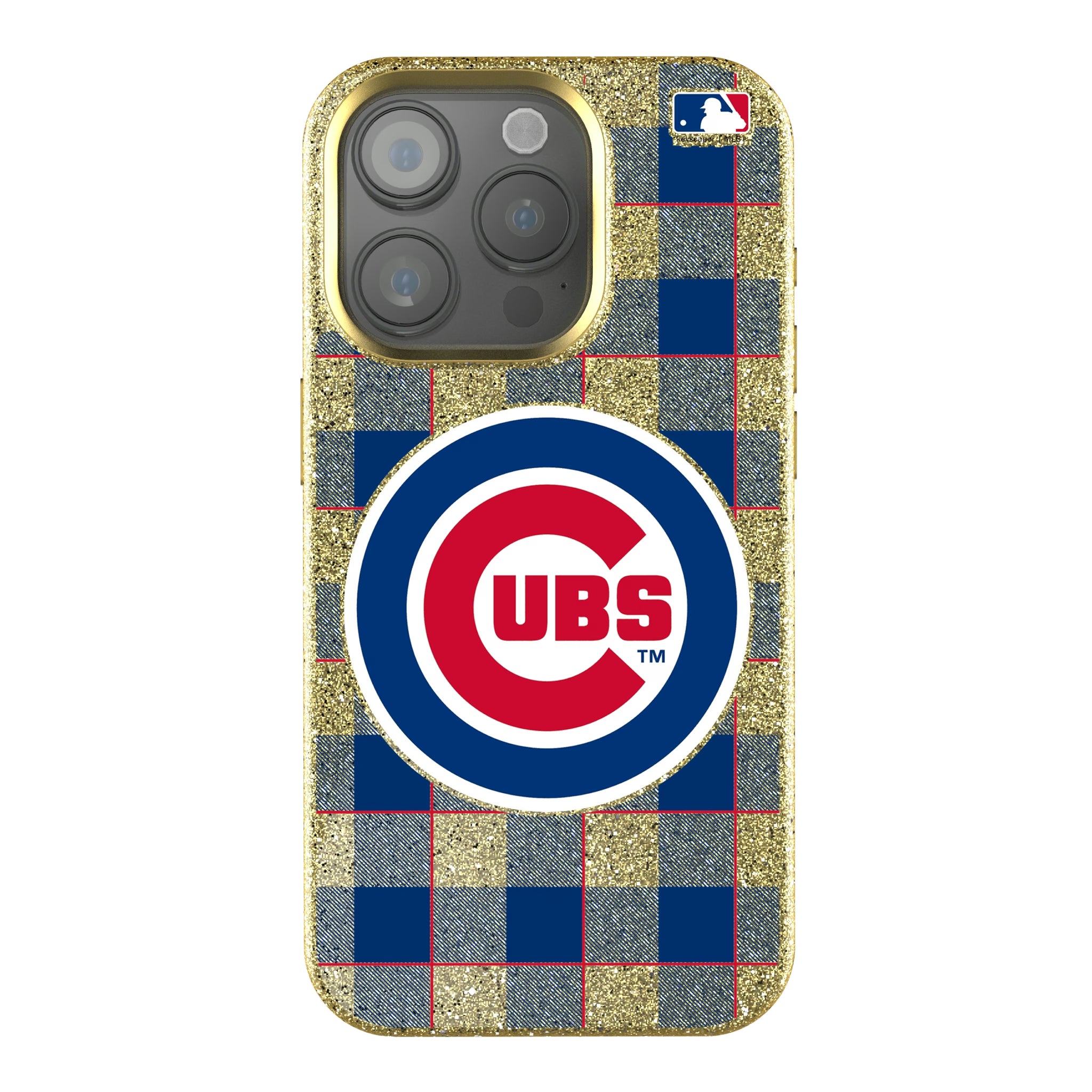 Chicago Cubs Plaid iPhone Bling Phone Case for Apple iPhone
