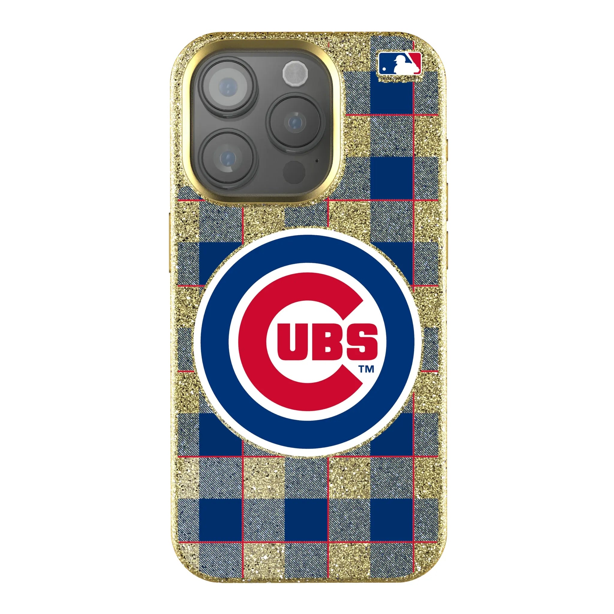 Chicago Cubs Plaid iPhone Bling Phone Case for Apple iPhone