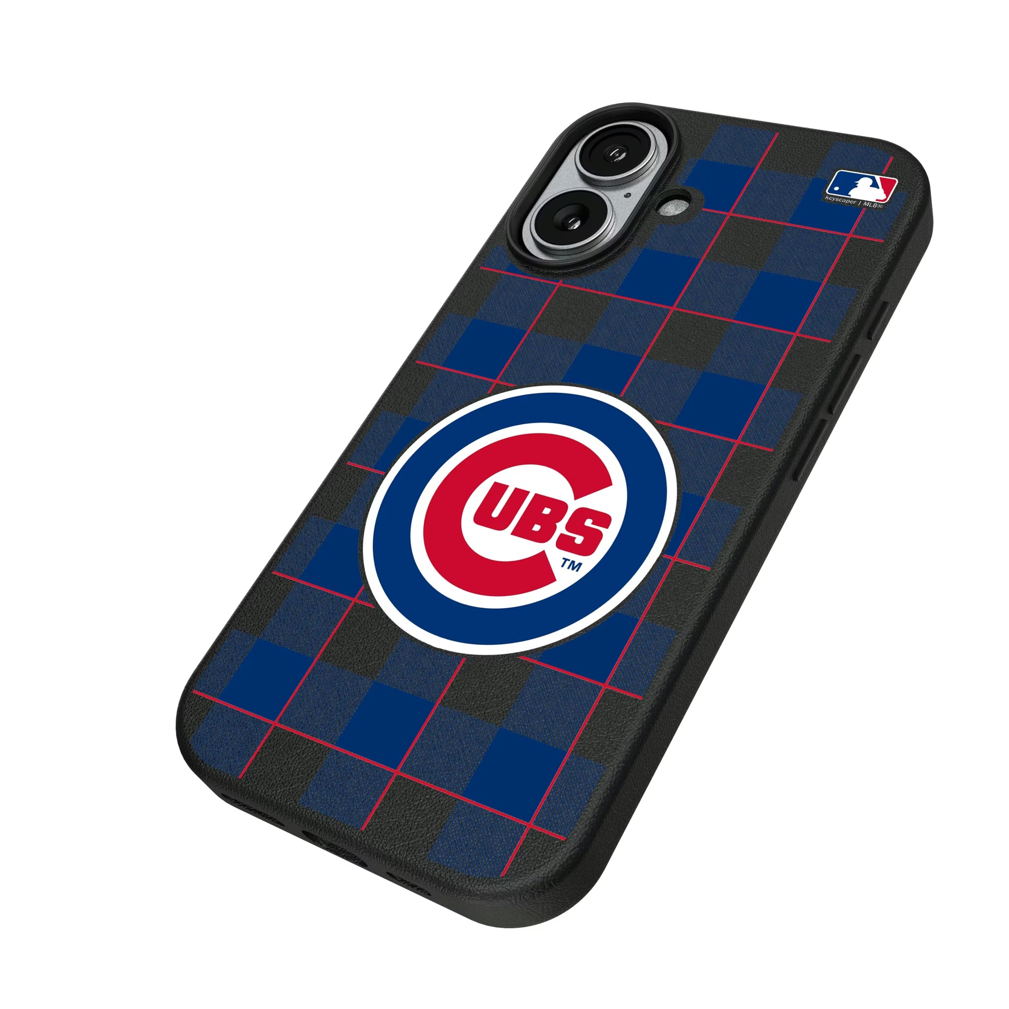 Chicago Cubs Plaid iPhone MagSafe Compatible Phone Case for Apple iPhone - Isometric View#Device_iPhone 17