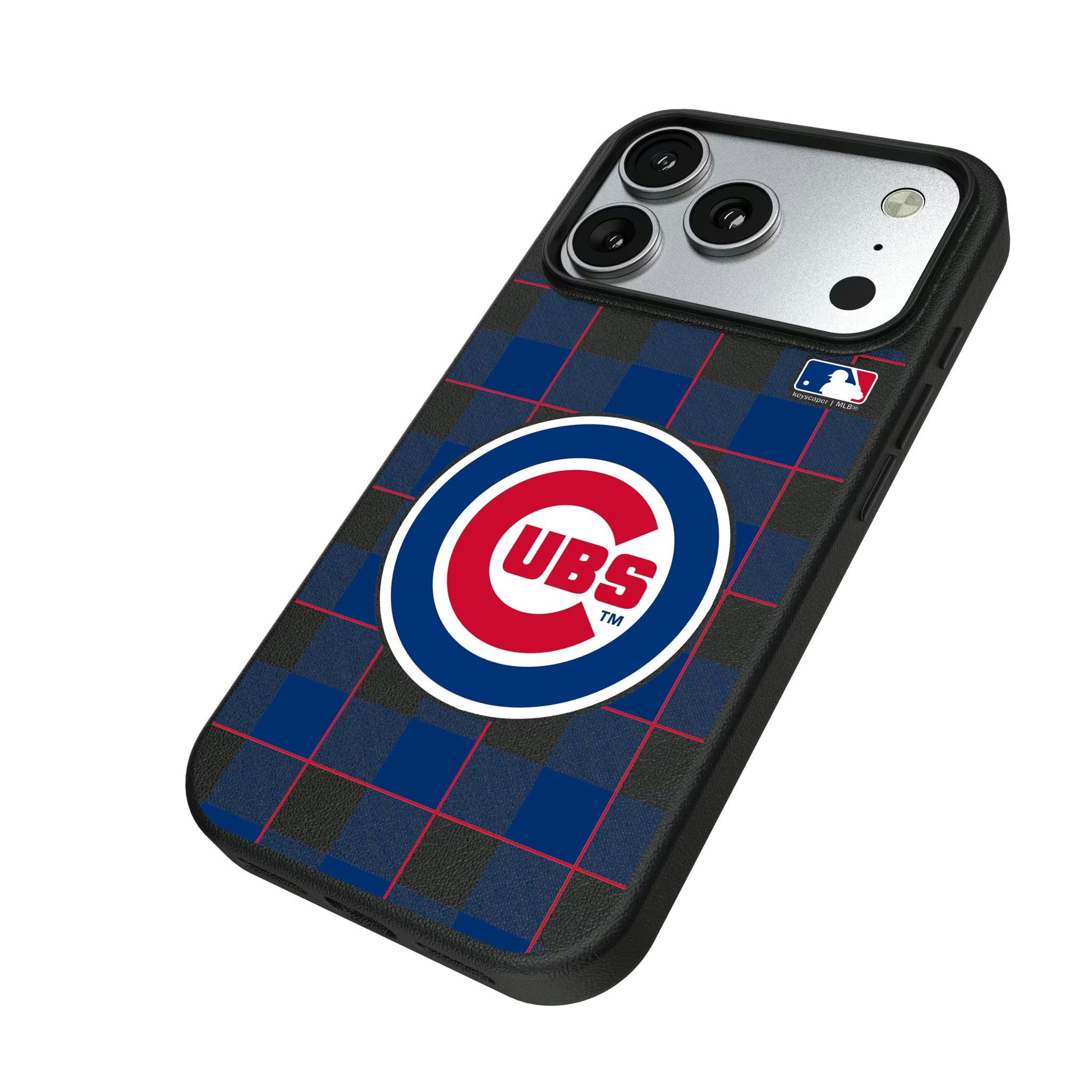 Chicago Cubs Plaid iPhone MagSafe Compatible Phone Case for Apple iPhone - Isometric View#Device_iPhone 17 Pro