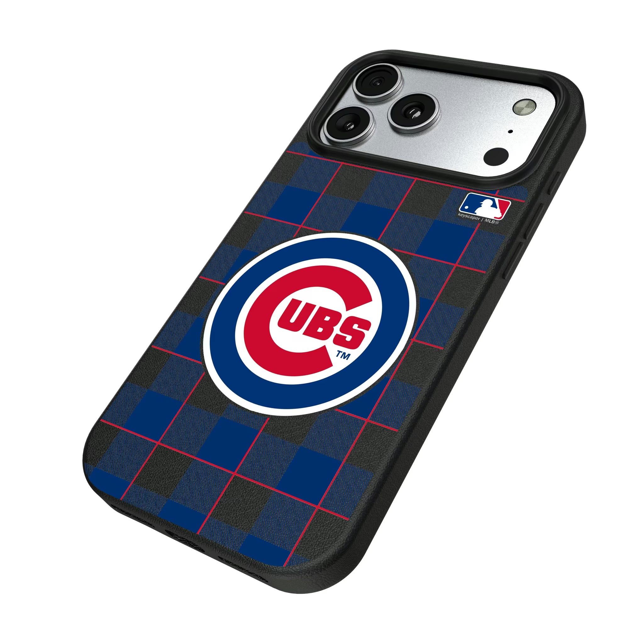 Chicago Cubs Plaid iPhone MagSafe Compatible Phone Case for Apple iPhone - Isometric View#Device_iPhone 17 Pro Max