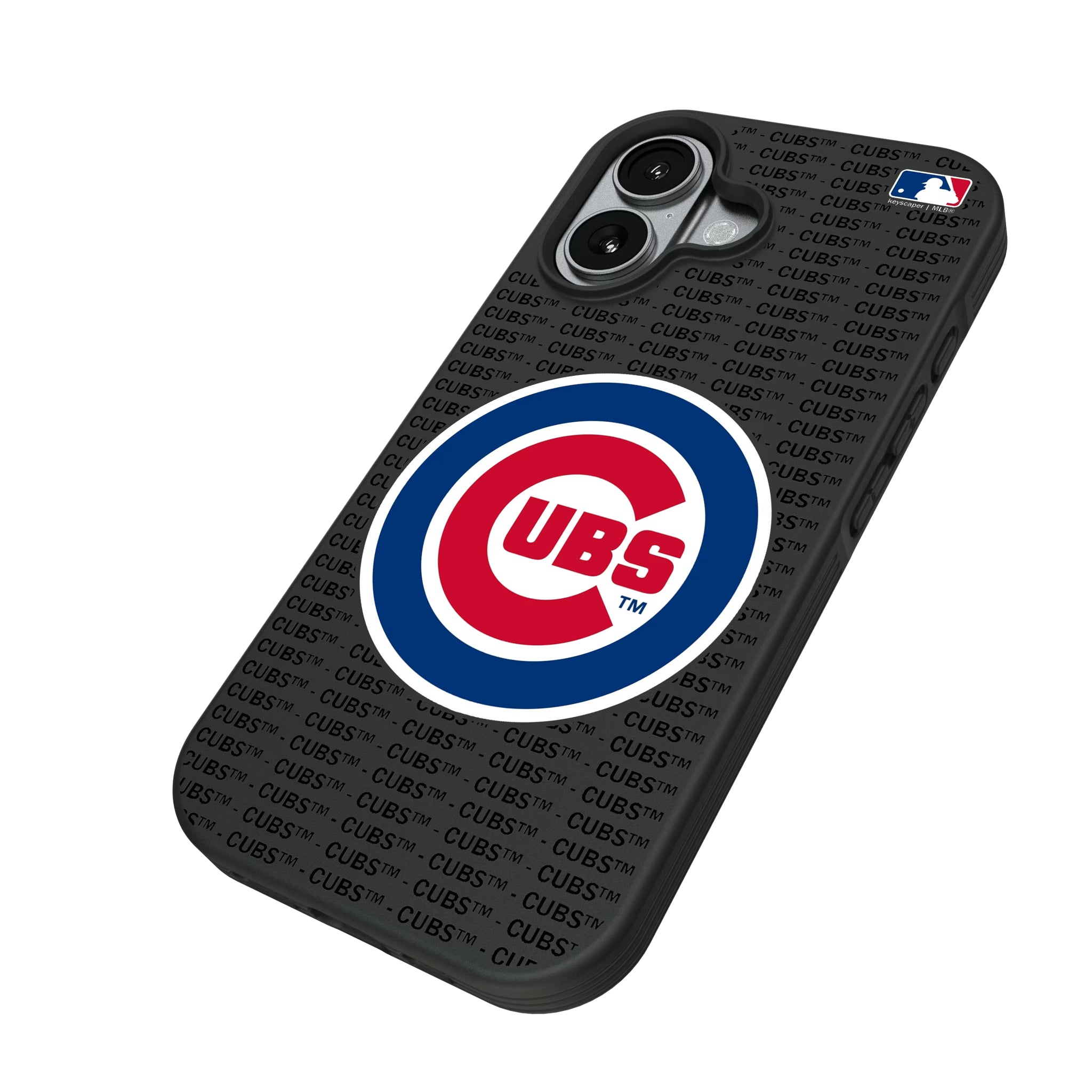 Chicago Cubs Text Backdrop iPhone Bump Phone Case for Apple iPhone - Isometric View#Device_iPhone 17