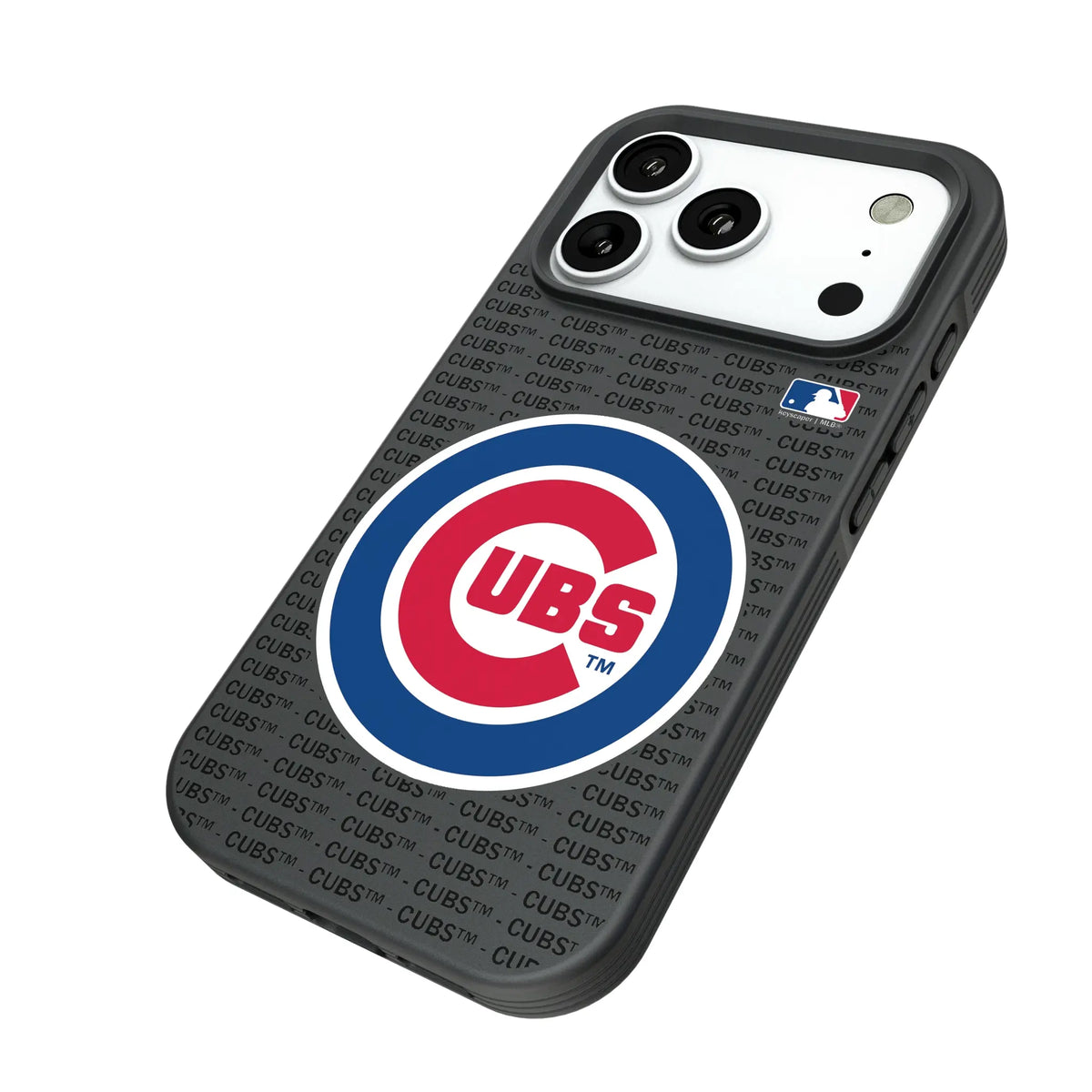 Chicago Cubs Text Backdrop iPhone Bump Phone Case for Apple iPhone - Isometric View#Device_iPhone 18 Pro