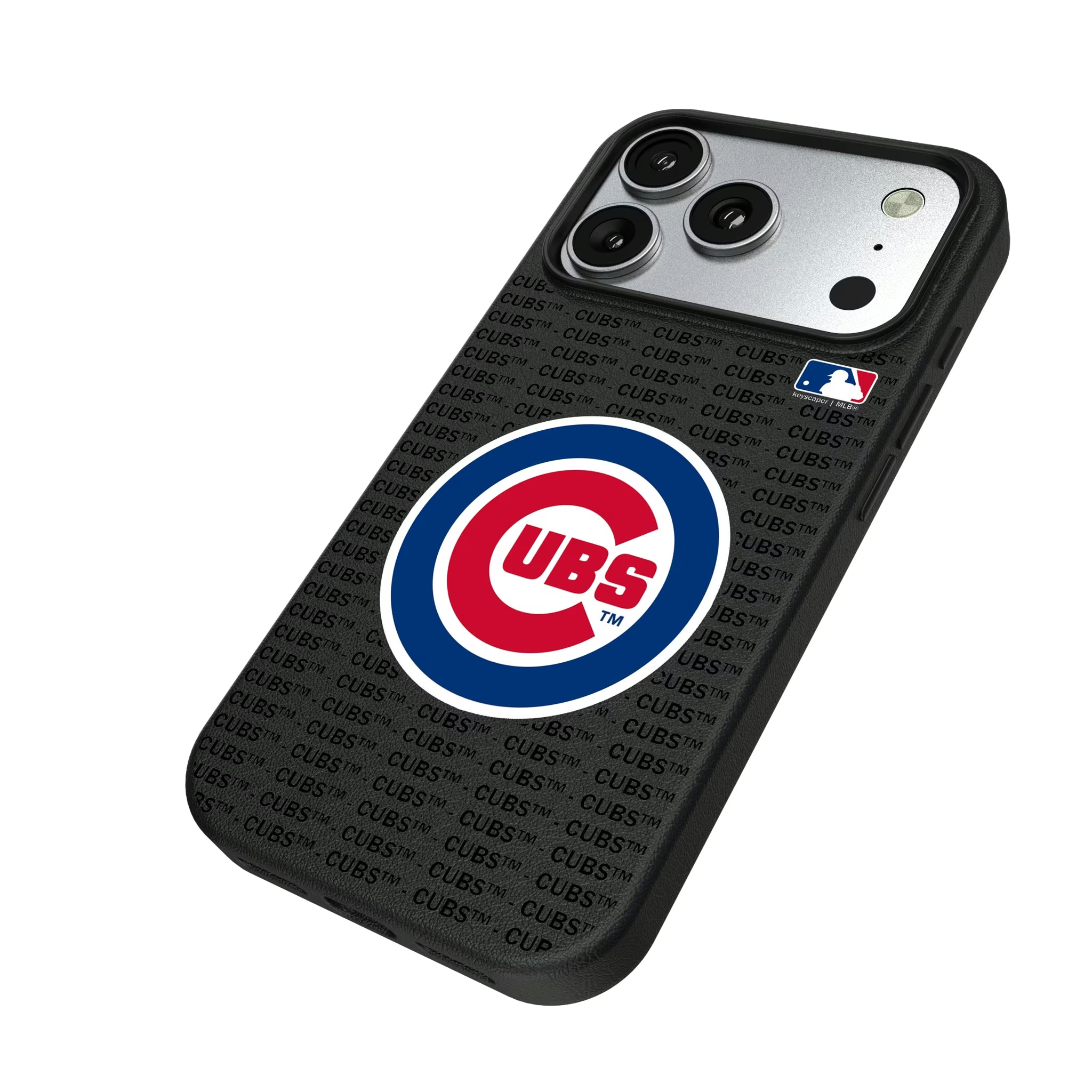 Chicago Cubs Text Backdrop iPhone MagSafe Compatible Phone Case for Apple iPhone - Isometric View#Device_iPhone 17 Pro