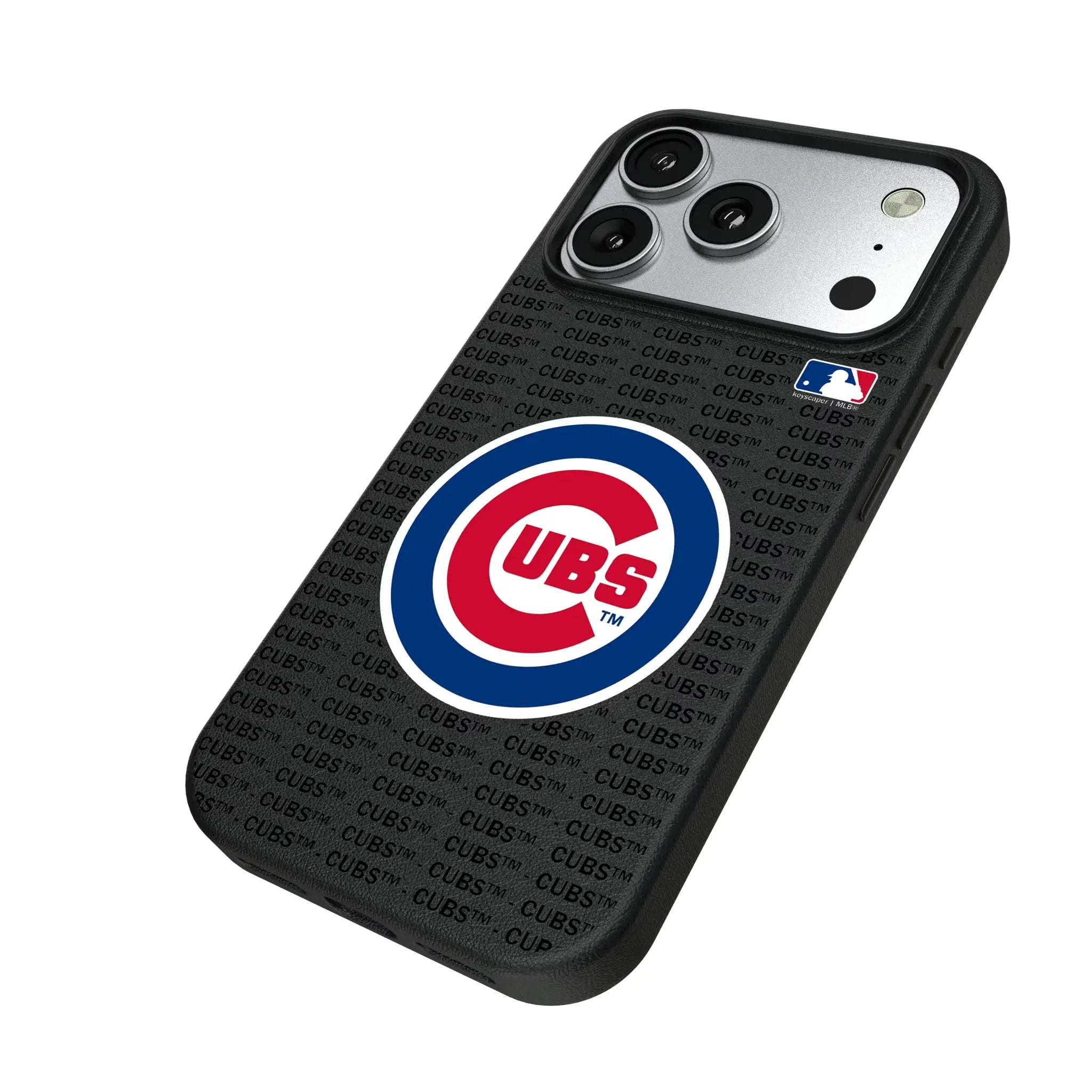 Chicago Cubs Text Backdrop iPhone MagSafe Compatible Phone Case for Apple iPhone - Isometric View#Device_iPhone 17 Pro