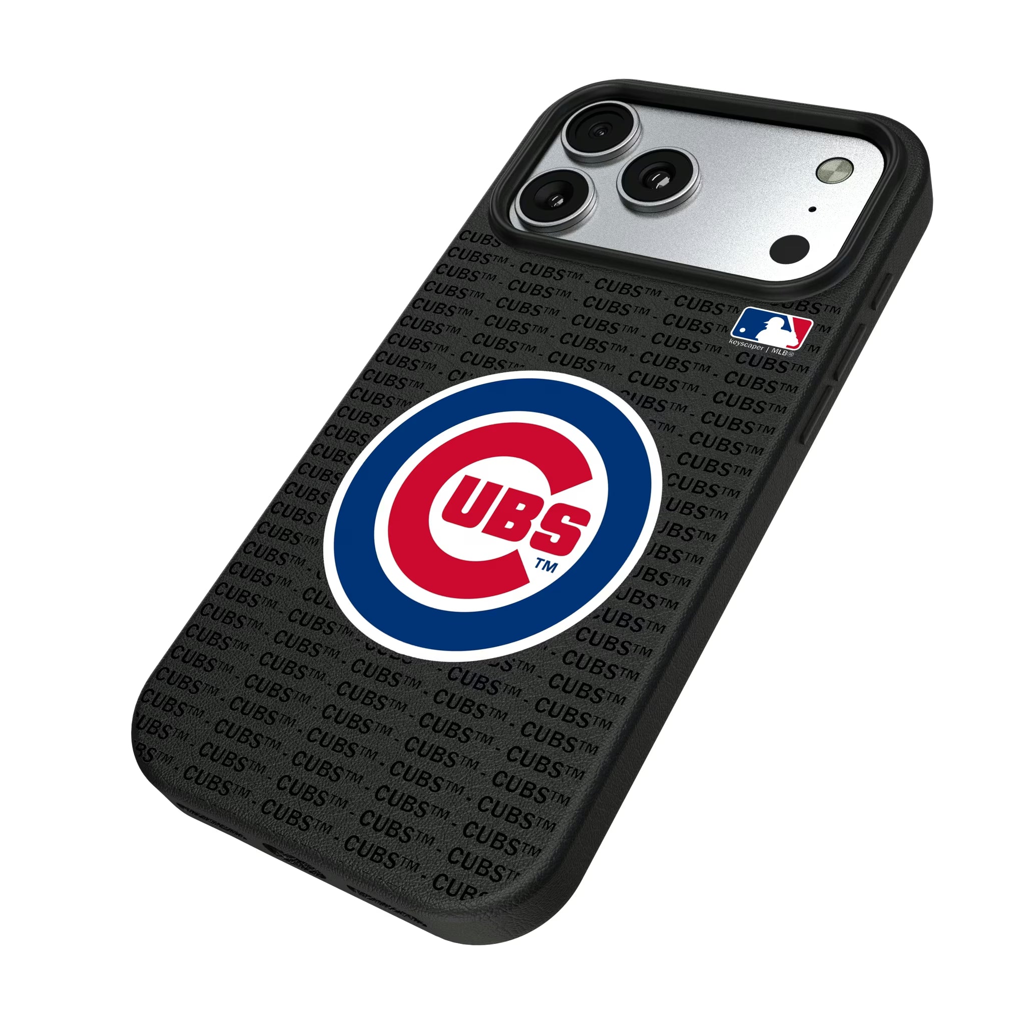 Chicago Cubs Text Backdrop iPhone MagSafe Compatible Phone Case for Apple iPhone - Isometric View#Device_iPhone 17 Pro Max