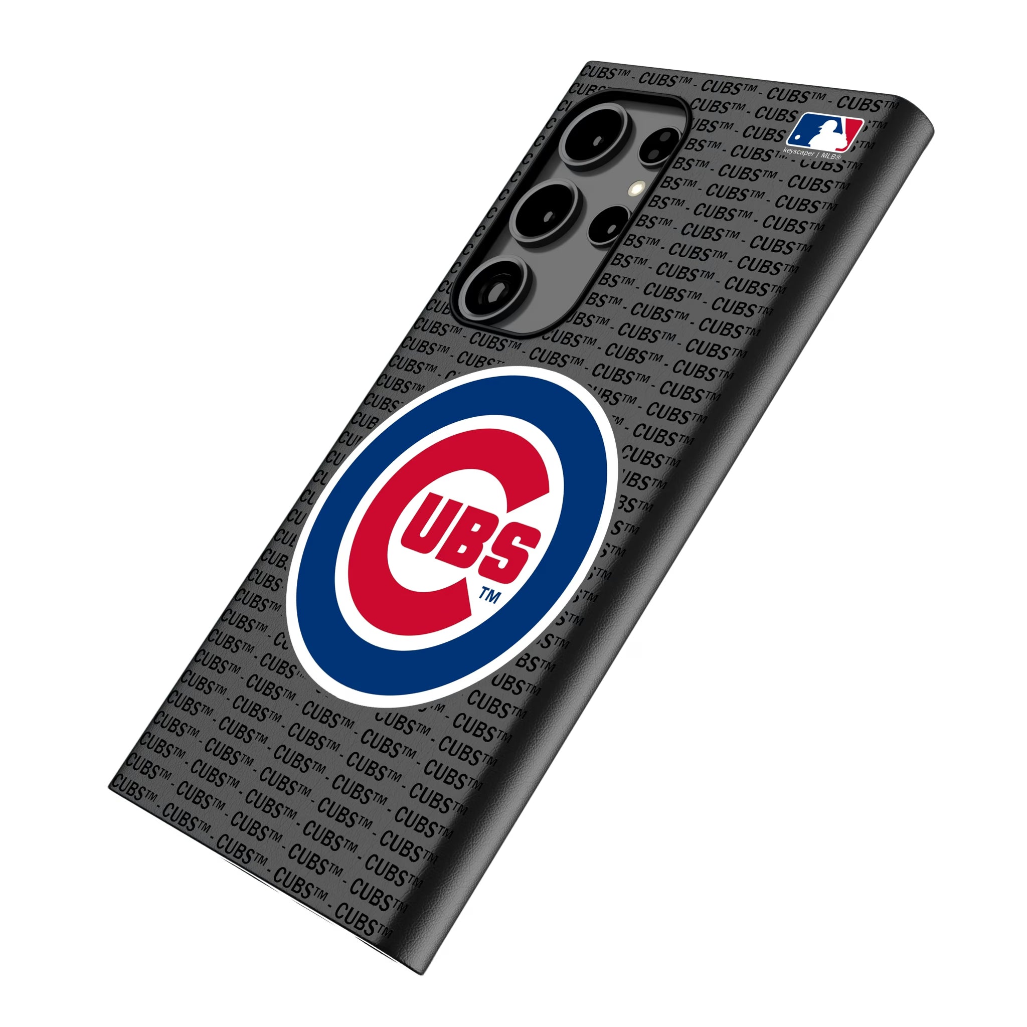 Chicago Cubs Text Backdrop Galaxy MagSafe Compatible Phone Case for Samsung Galaxy - Isometric View