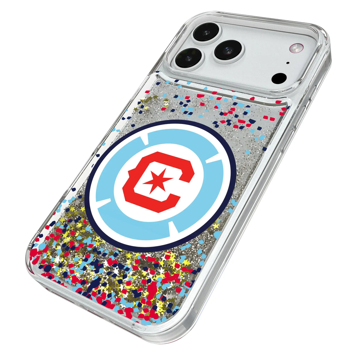 Chicago Fire Confetti iPhone Glitter Phone Case for Apple iPhone - Isometric View#Device_iPhone 18 Pro Max