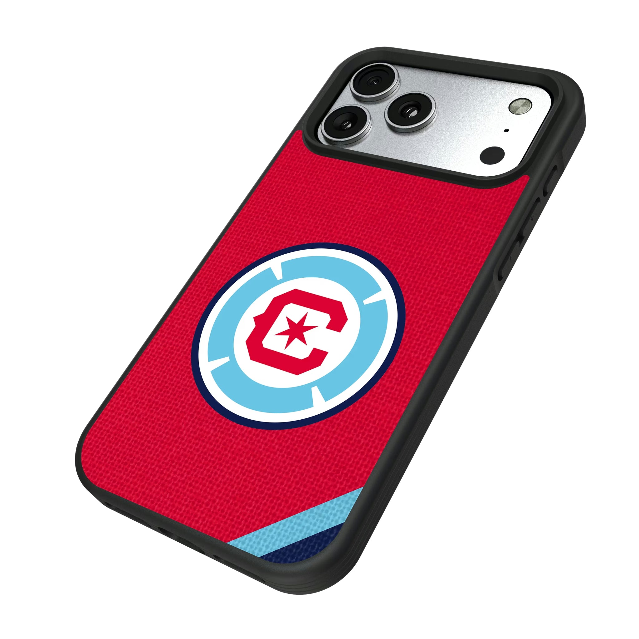 Chicago Fire Diagonal Stripe iPhone Bump Phone Case for Apple iPhone - Isometric View#Device_iPhone 17 Pro Max