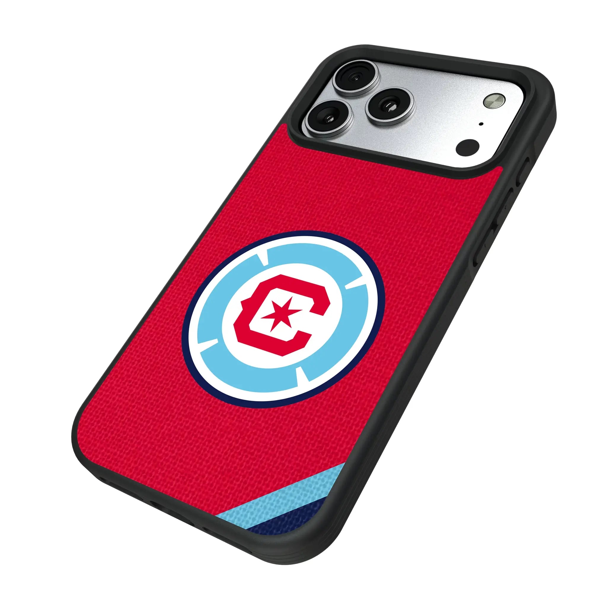 Chicago Fire Diagonal Stripe iPhone Bump Phone Case for Apple iPhone - Isometric View#Device_iPhone 17 Pro Max