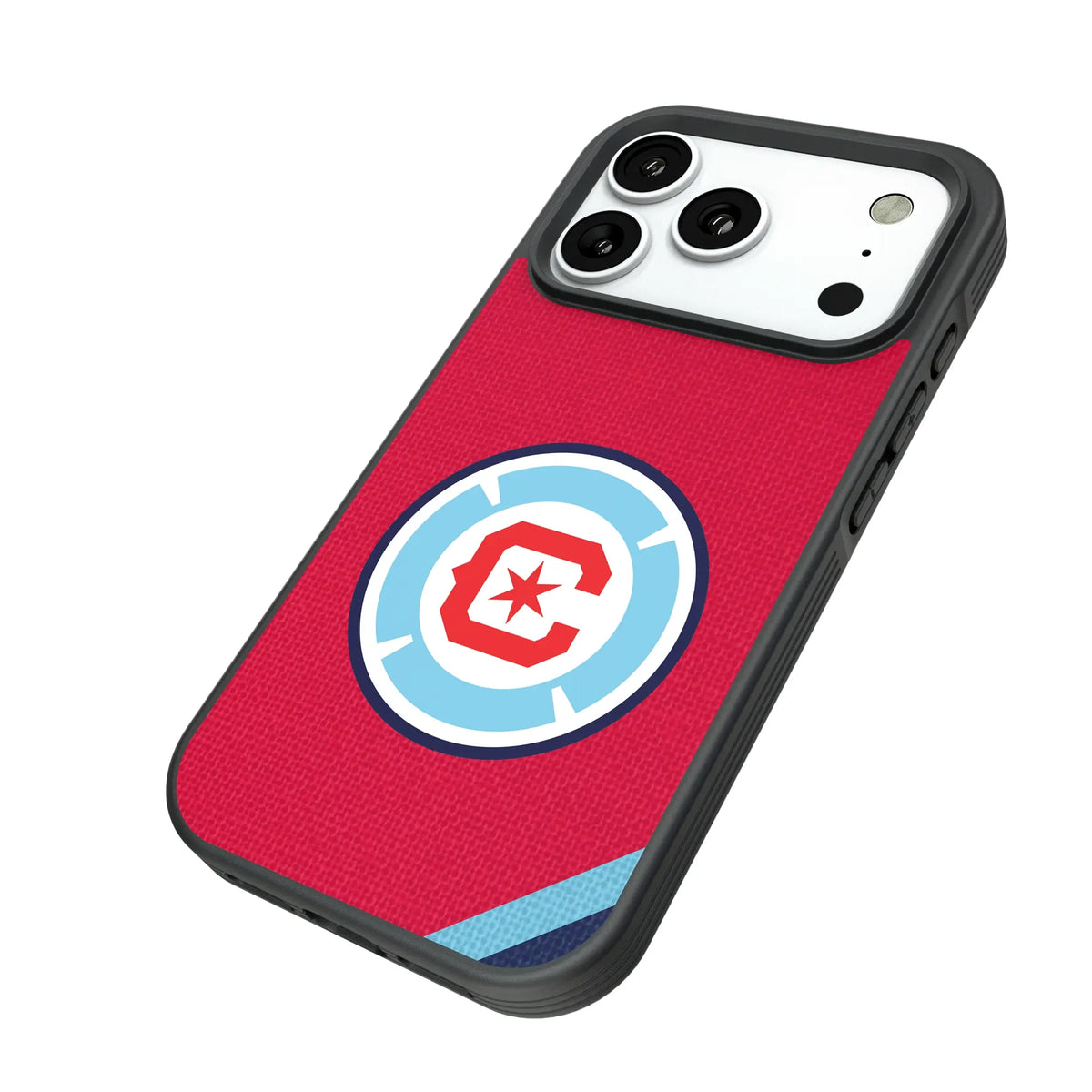Chicago Fire Diagonal Stripe iPhone Bump Phone Case for Apple iPhone - Isometric View#Device_iPhone 18 Pro