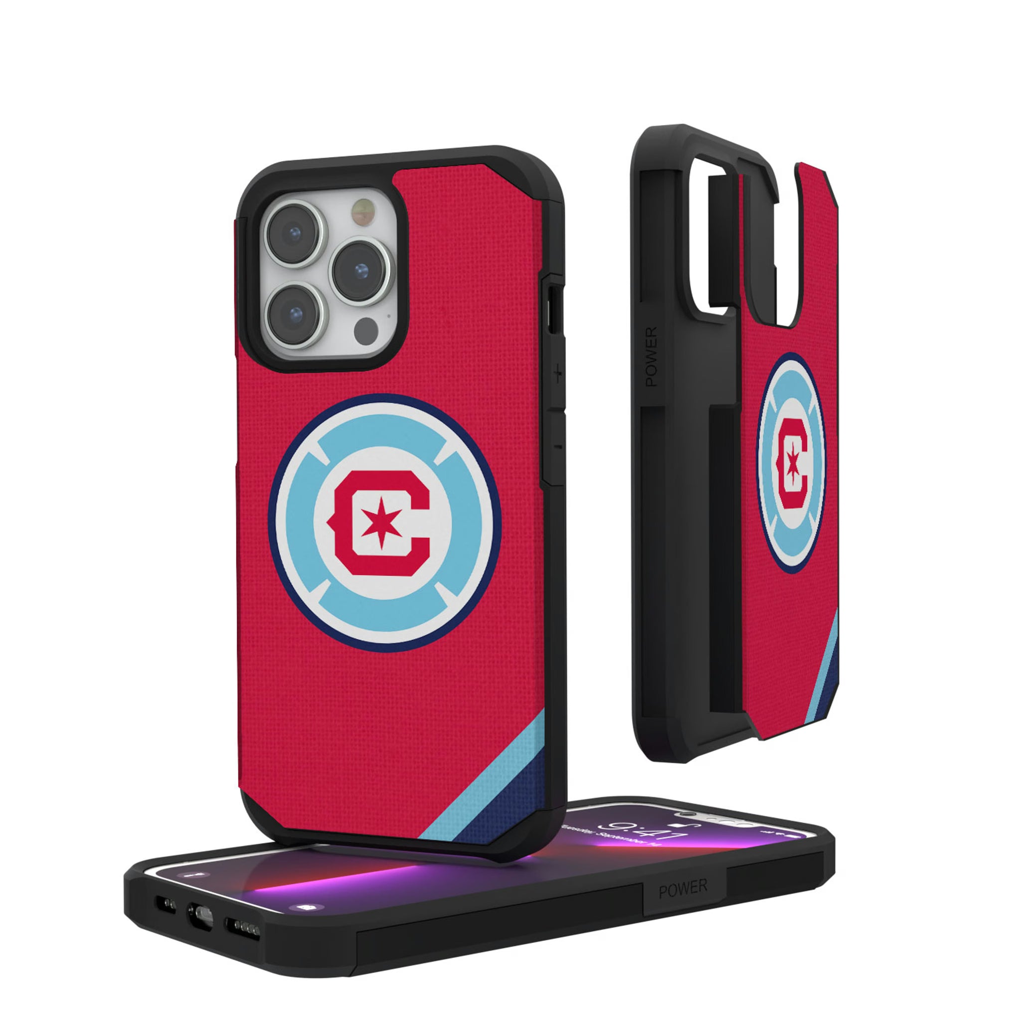 Chicago Fire Diagonal Stripe iPhone Rugged Phone Case for Apple iPhone
