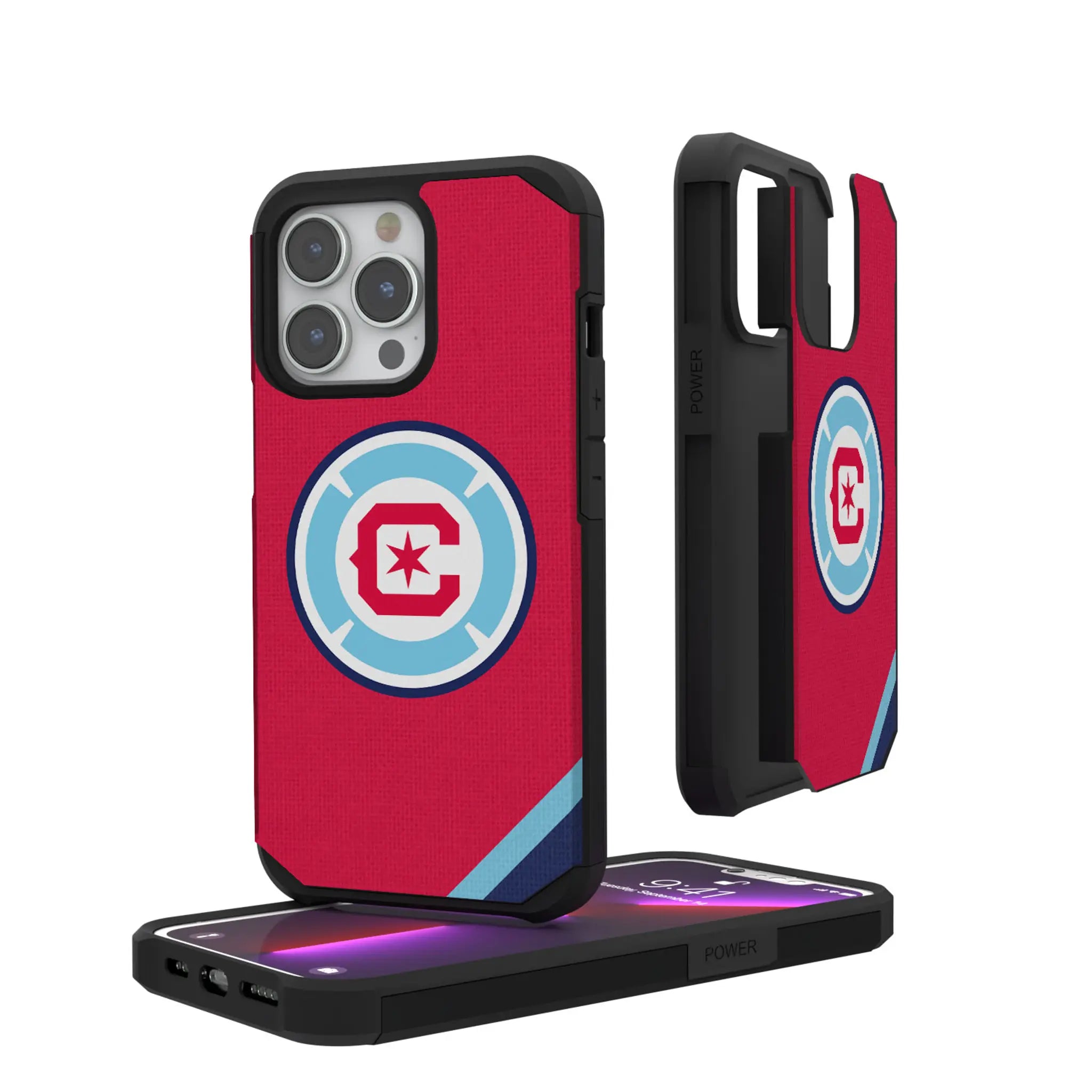 Chicago Fire Diagonal Stripe iPhone Rugged Phone Case for Apple iPhone