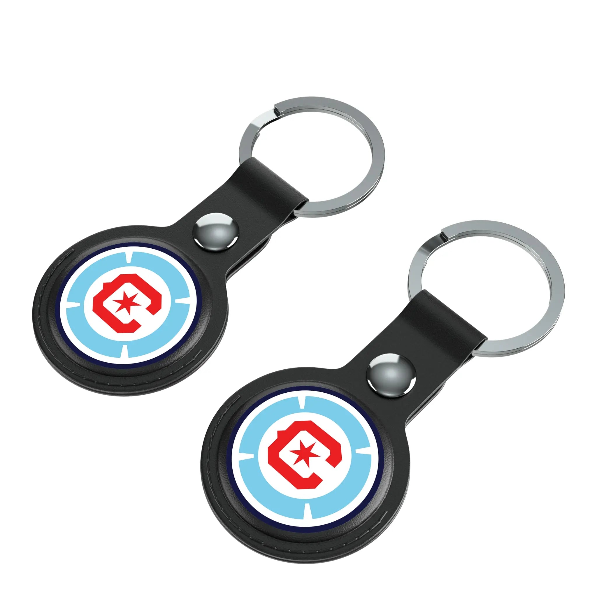 Chicago Fire Insignia AirTag Black Airtag Holder 2-Pack - Isometric View
