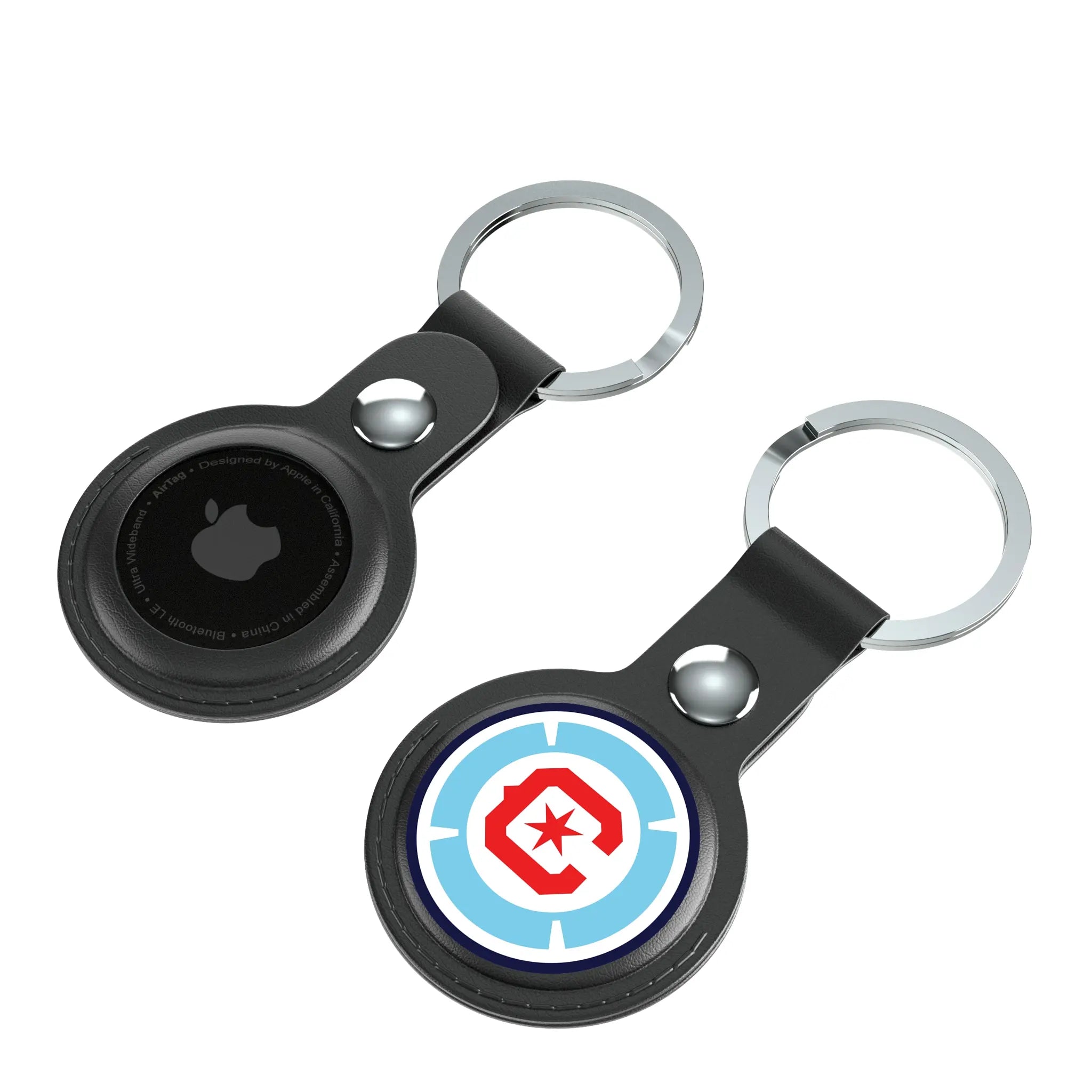 Chicago Fire Insignia AirTag Black Airtag Holder 2-Pack - Isometric View